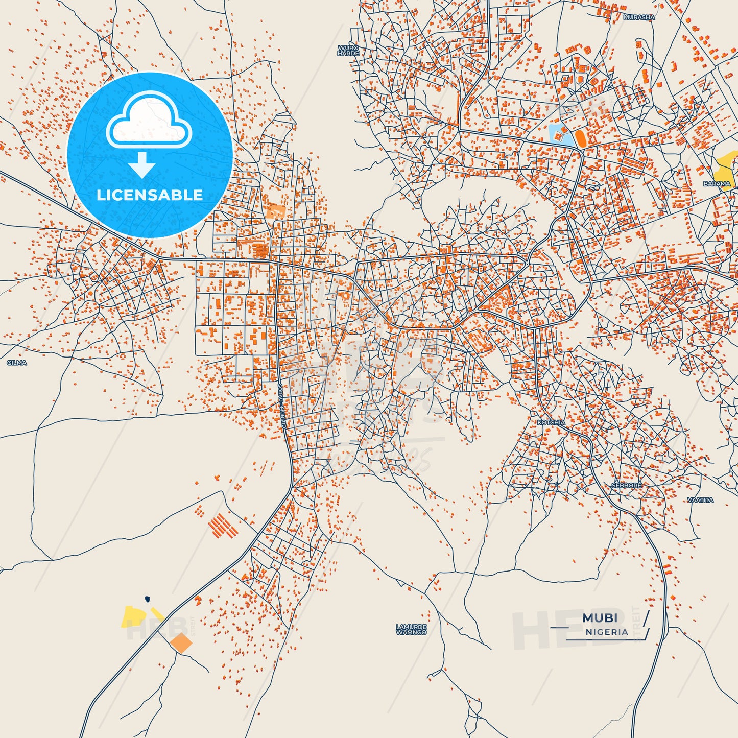 Canvas Print Template of Mubi Street Map