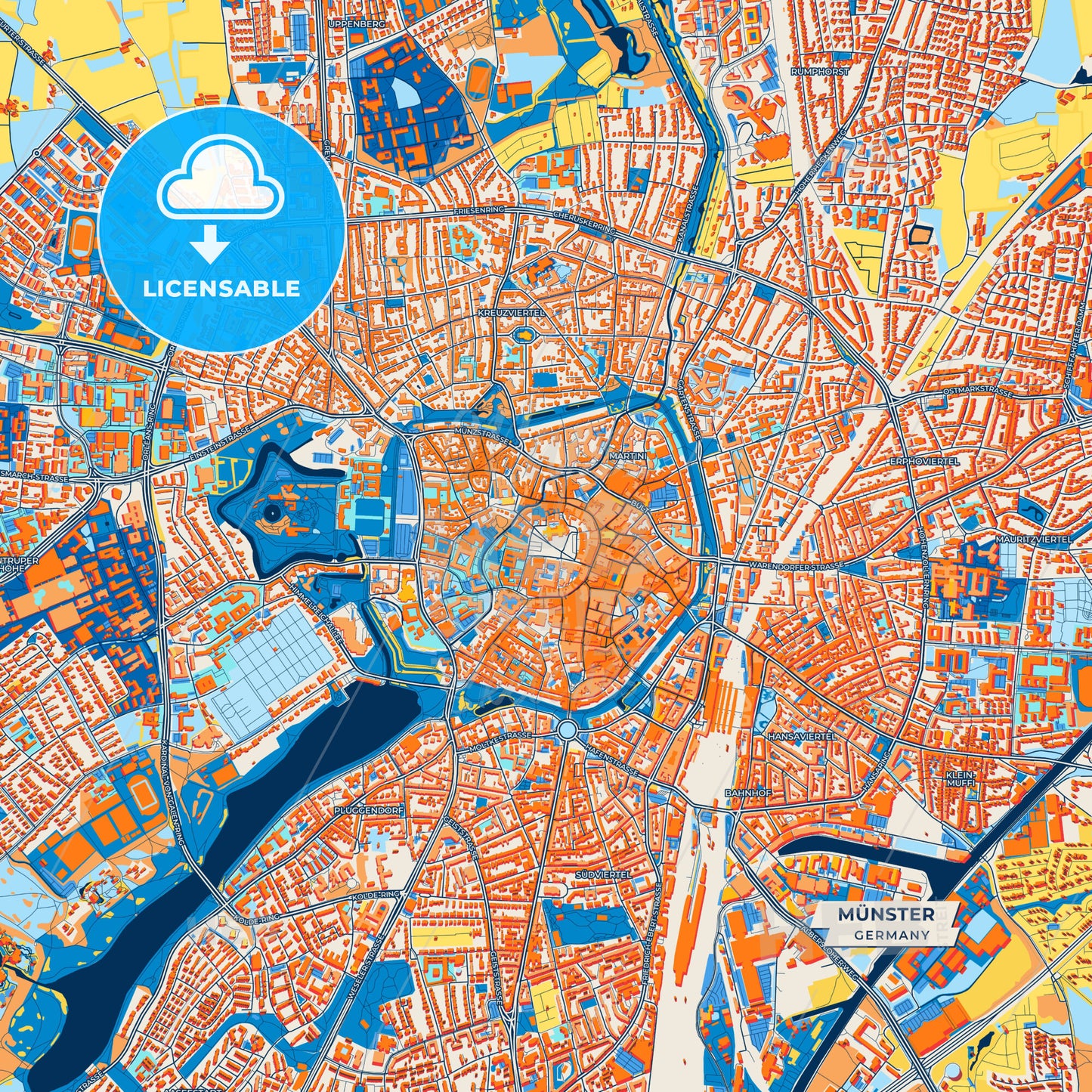 Canvas Print Template of Münster Street Map