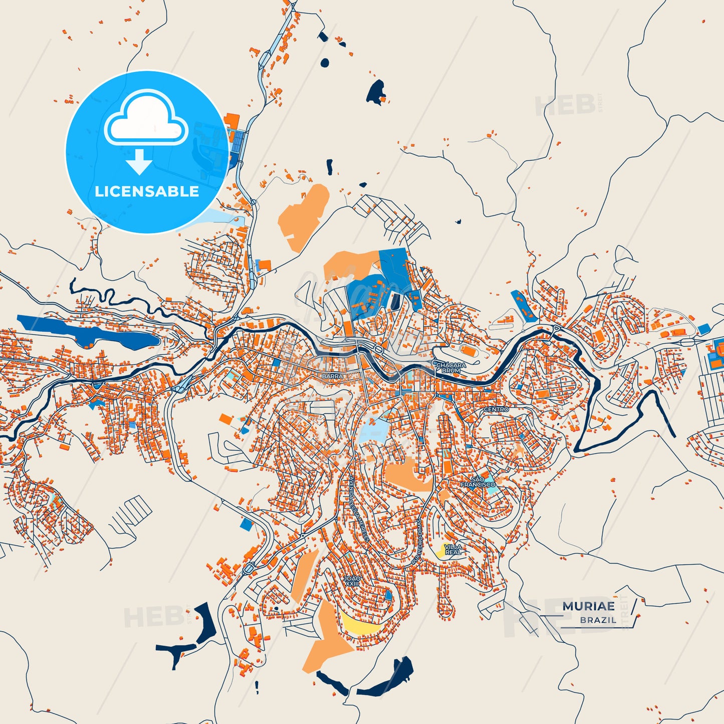 Canvas Print Template of Muriae Street Map