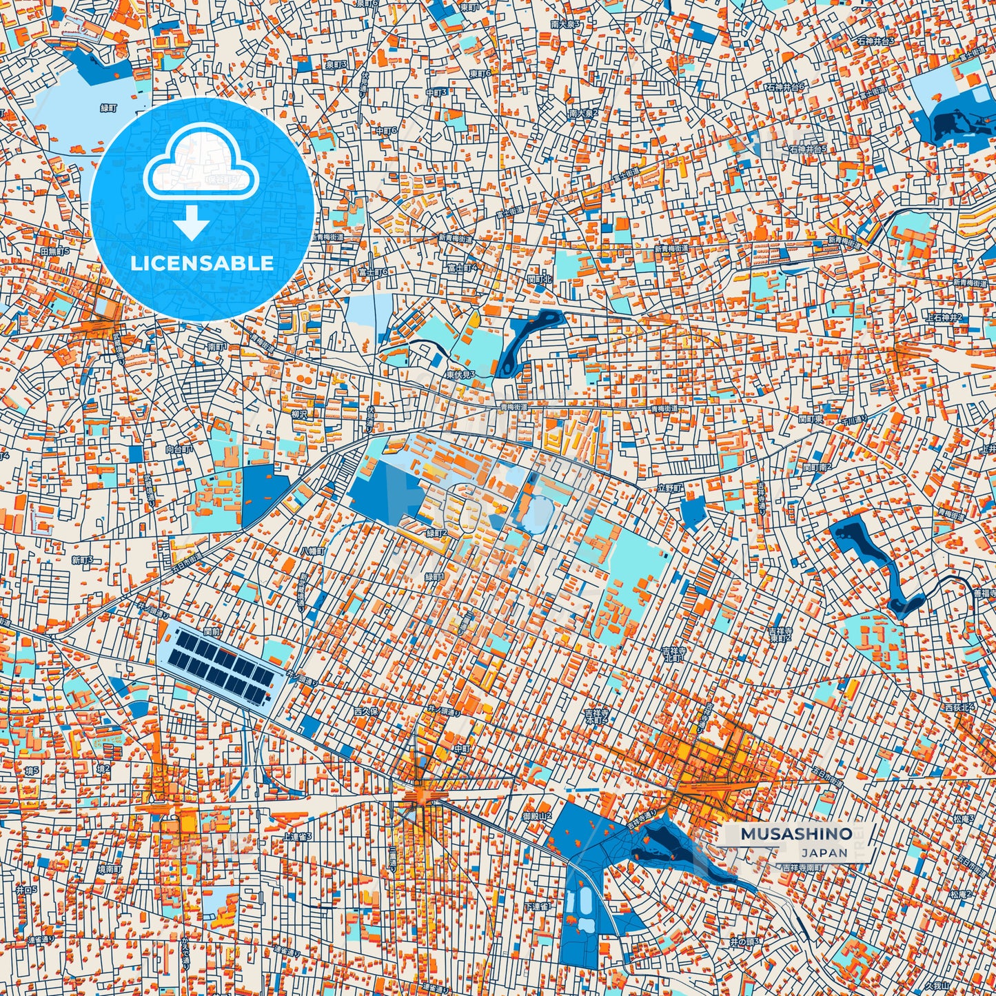 Canvas Print Template of Musashino Street Map