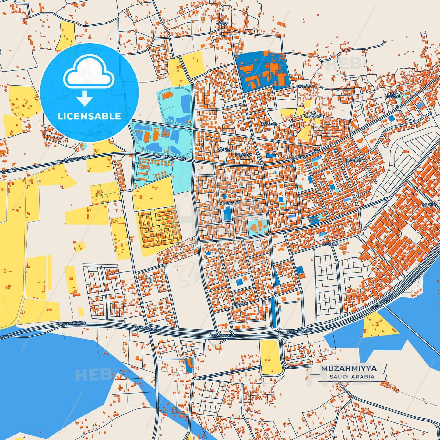 Canvas Print Template of Muzahmiyya Street Map