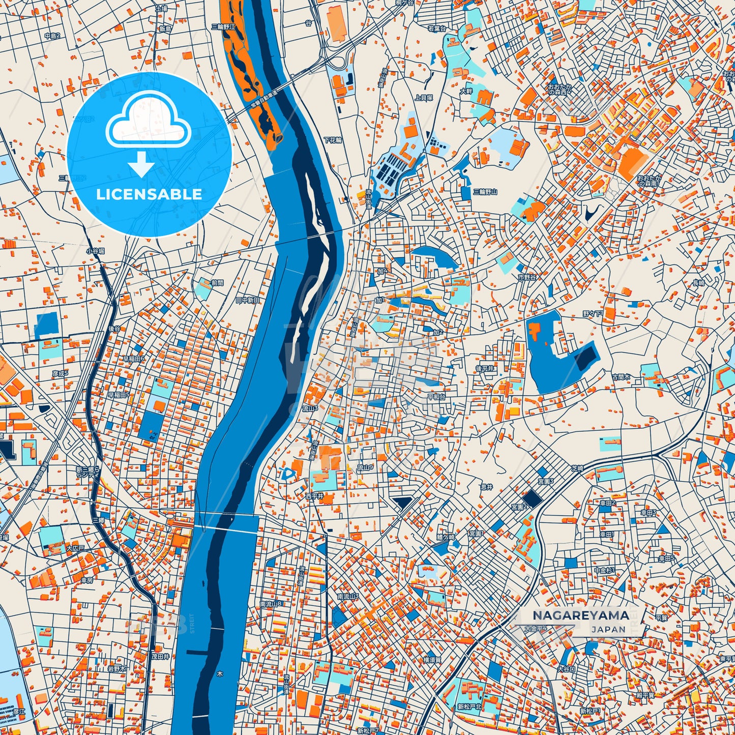 Canvas Print Template of Nagareyama Street Map