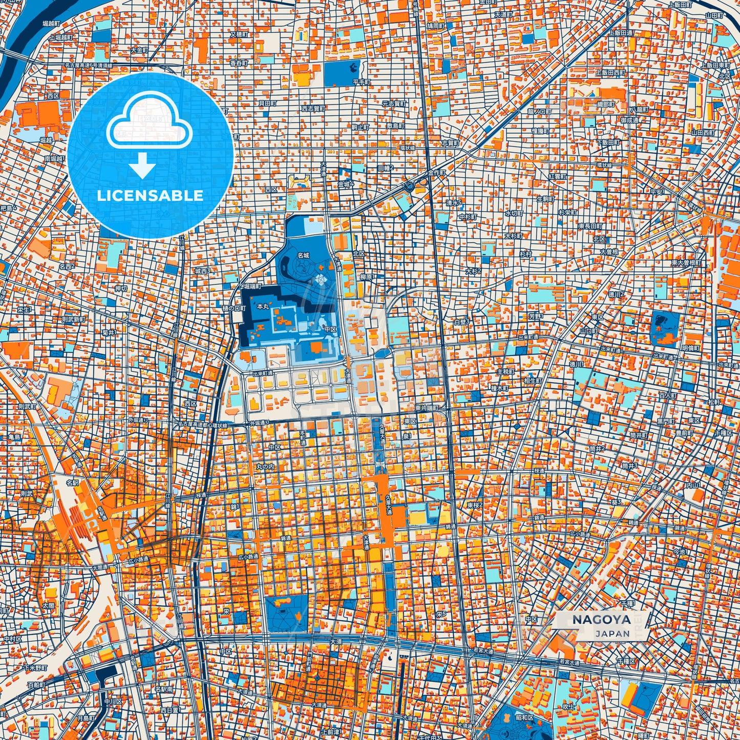Canvas Print Template of Nagoya Street Map