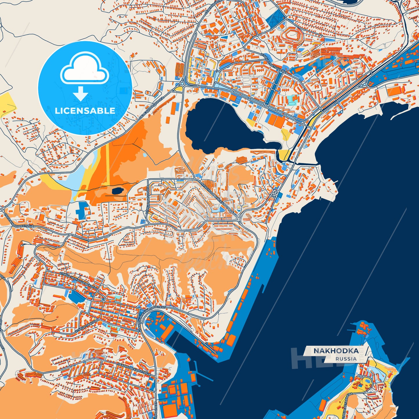 Canvas Print Template of Nakhodka Street Map