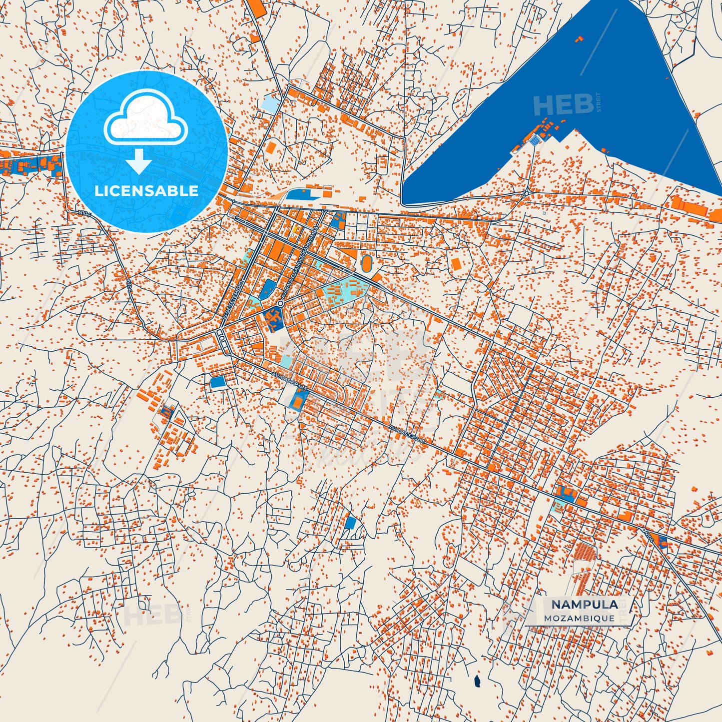 Canvas Print Template of Nampula Street Map