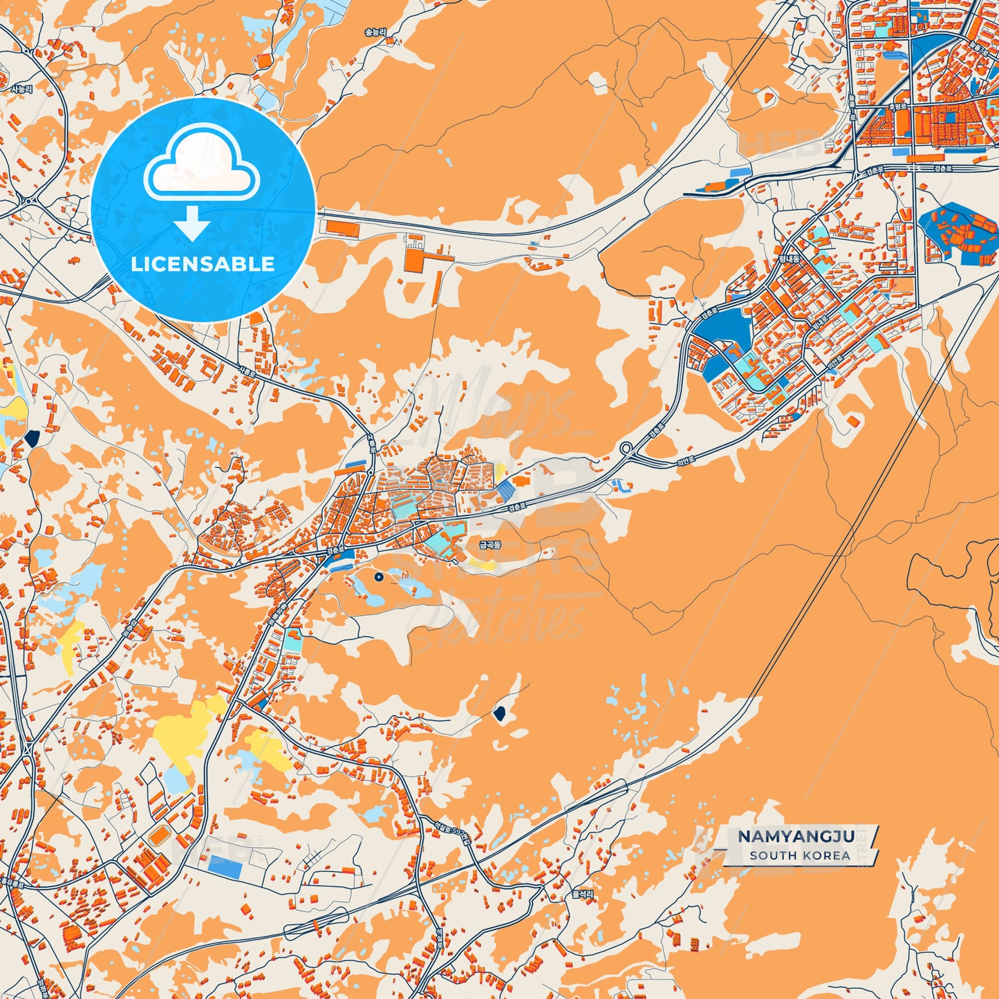 Canvas Print Template of Namyangju Street Map