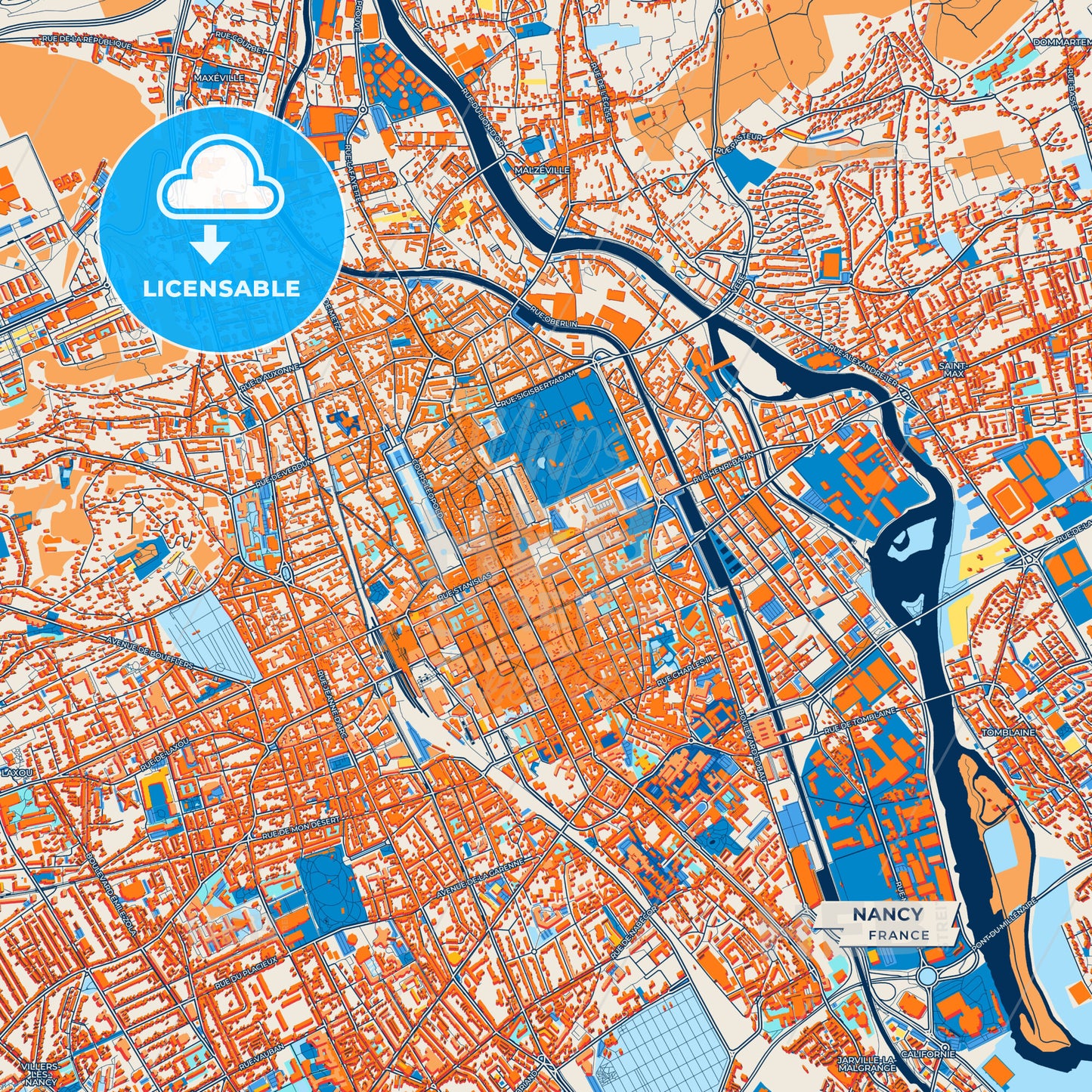 Canvas Print Template of Nancy Street Map