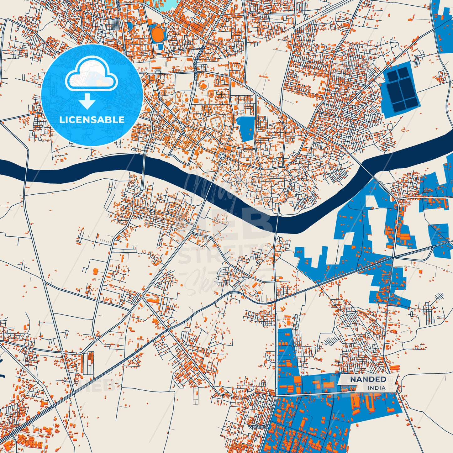 Canvas Print Template of Nanded Street Map