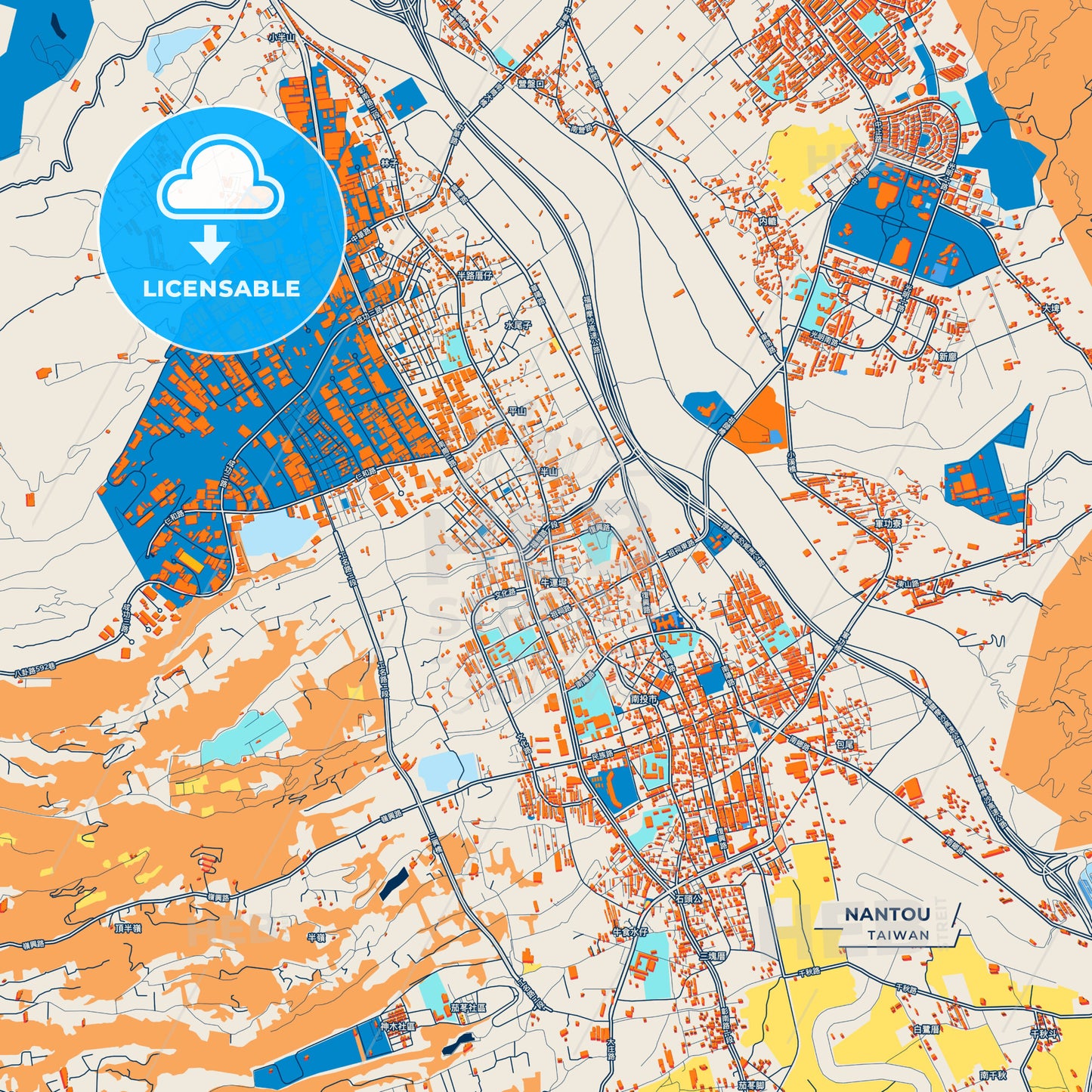 Canvas Print Template of Nantou Street Map
