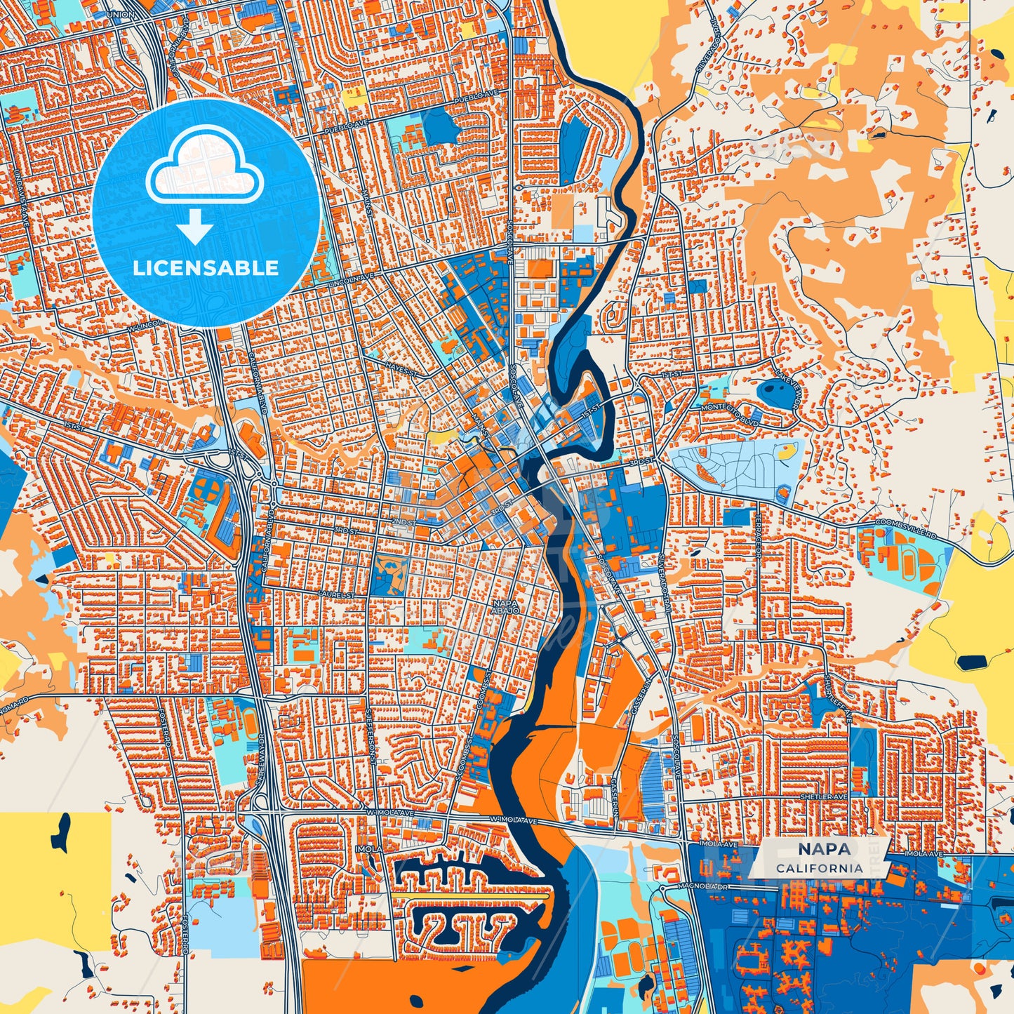 Canvas Print Template of Napa Street Map