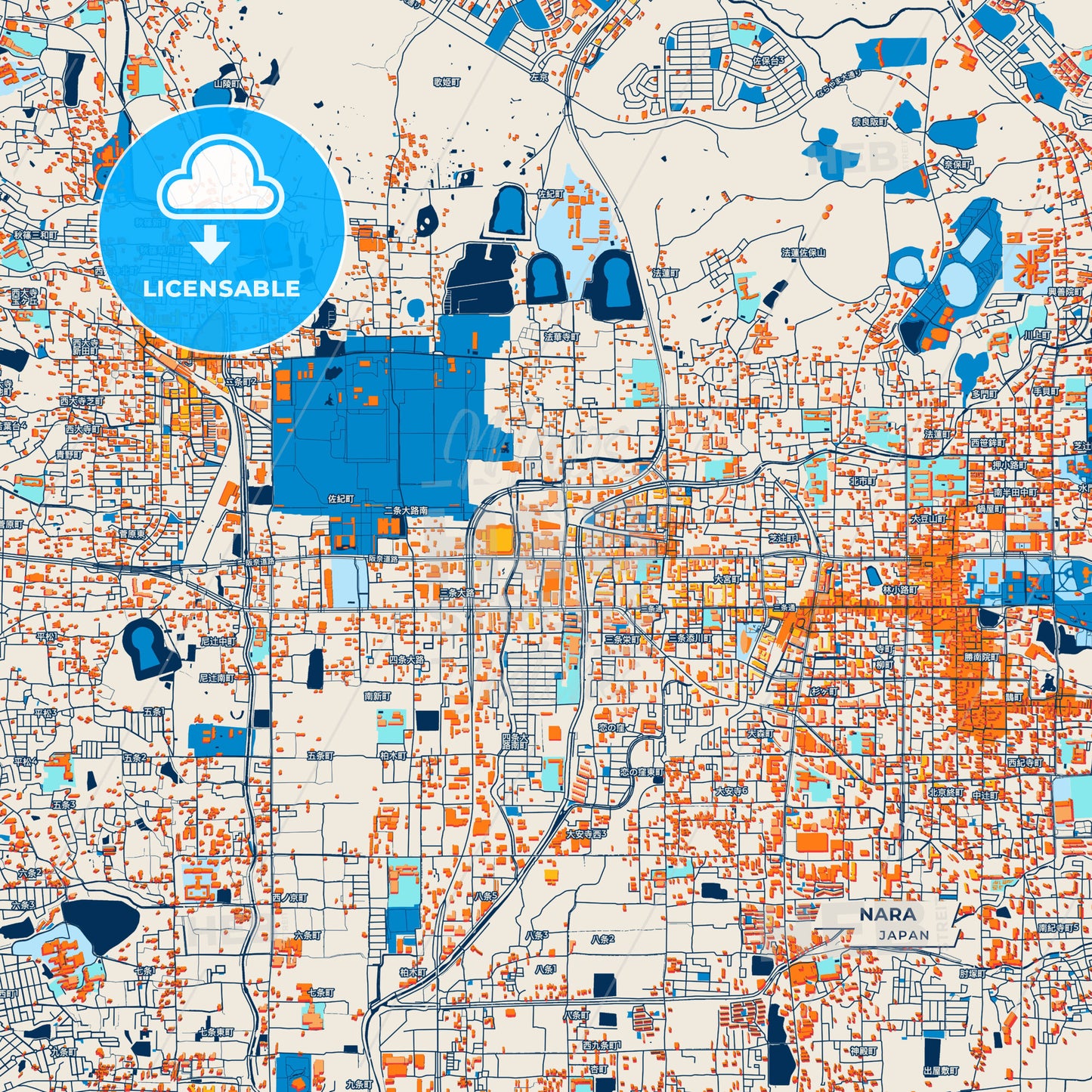 Canvas Print Template of Nara Street Map