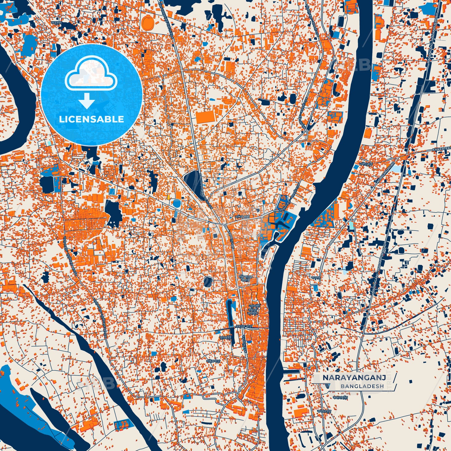 Canvas Print Template of Narayanganj Street Map