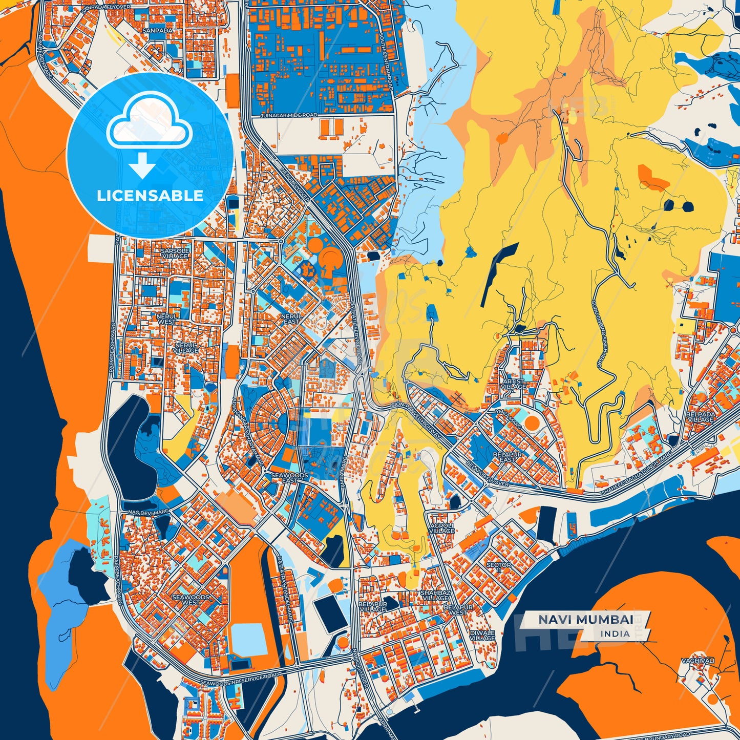 Canvas Print Template of Navi Mumbai Street Map