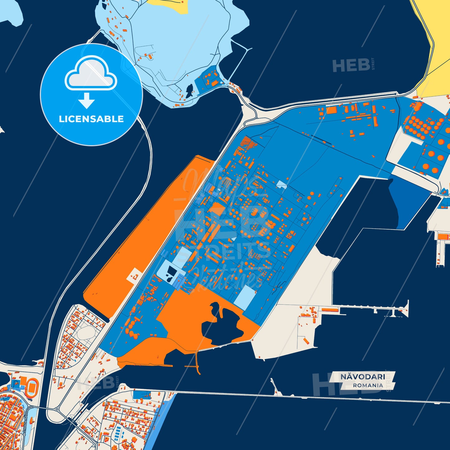Canvas Print Template of Năvodari Street Map