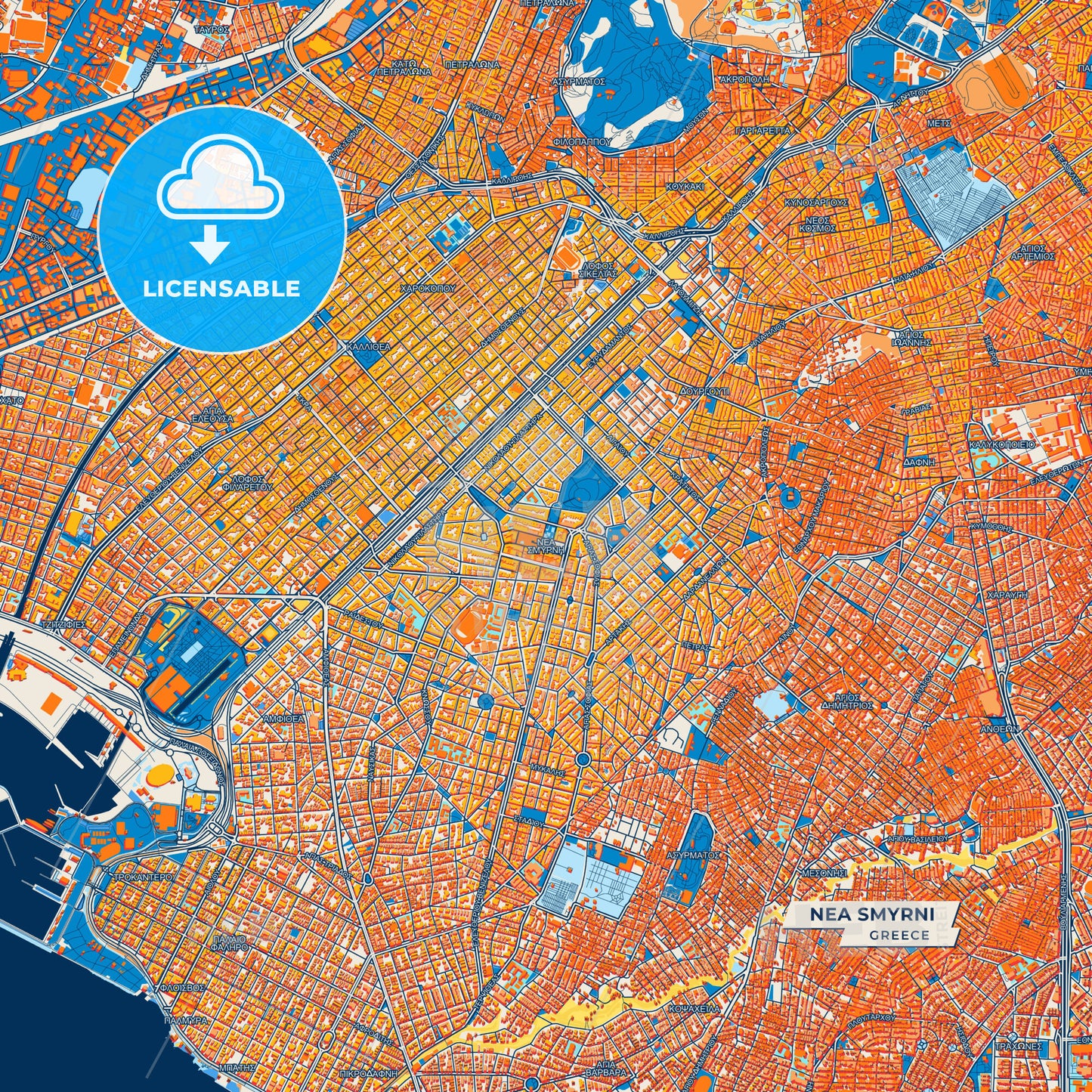 Canvas Print Template of Nea Smyrni Street Map