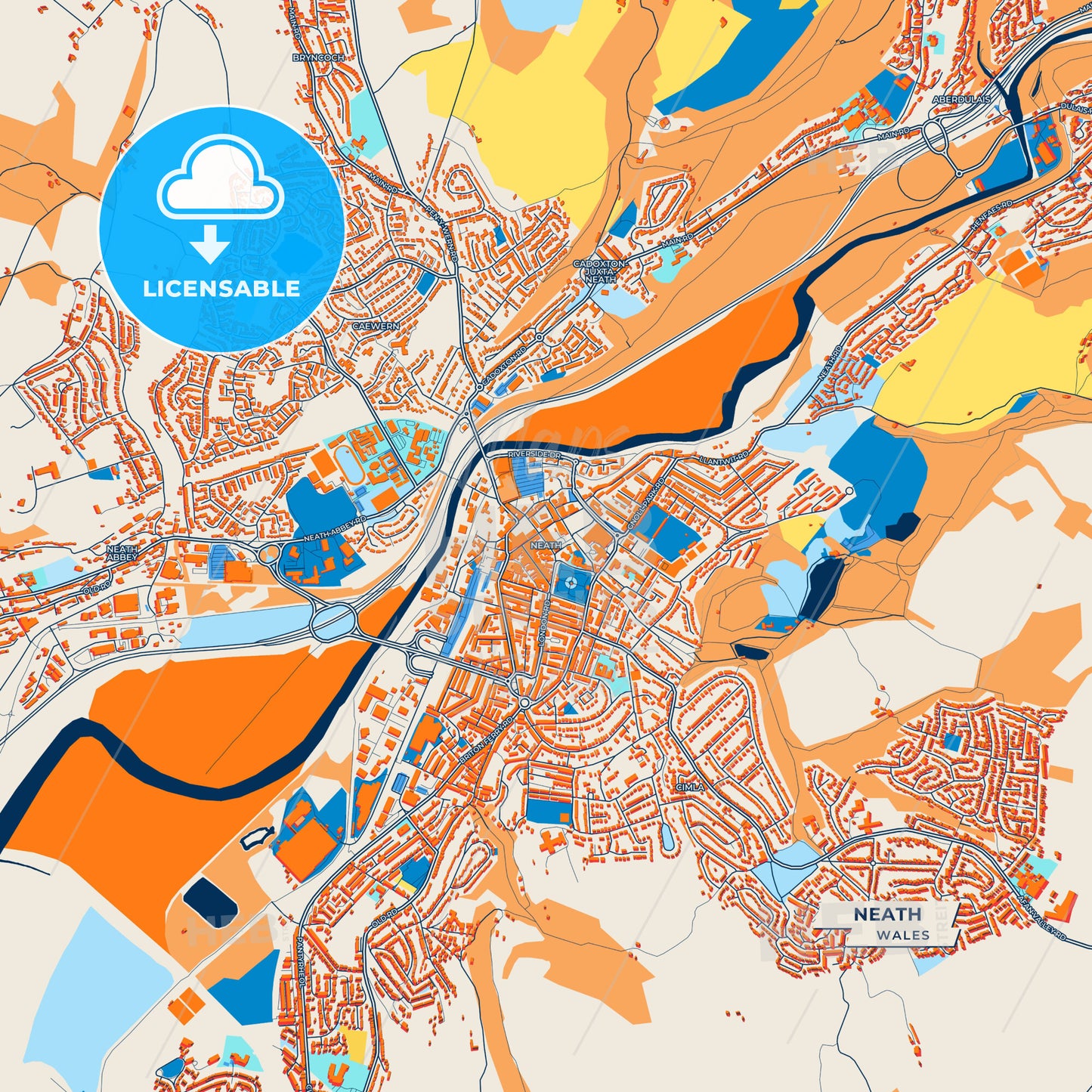 Canvas Print Template of Neath Street Map
