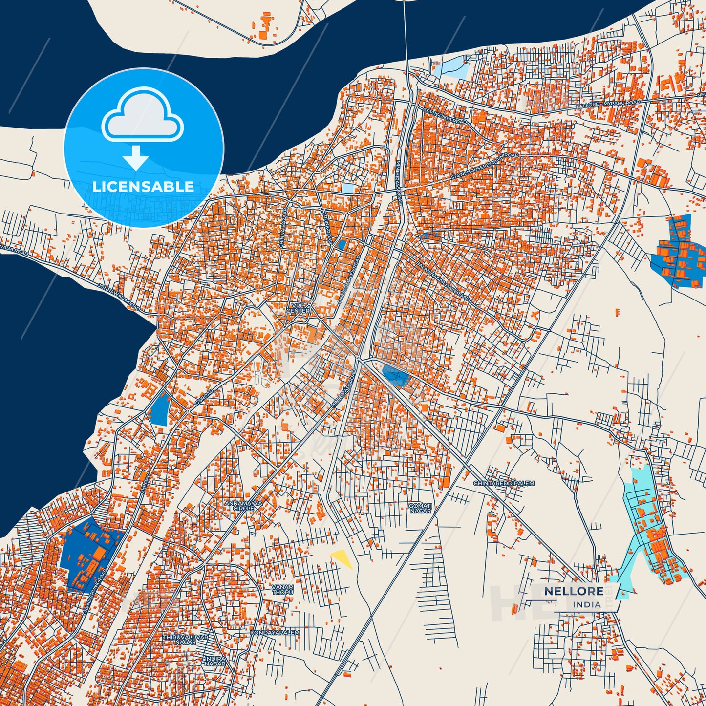 Canvas Print Template of Nellore Street Map