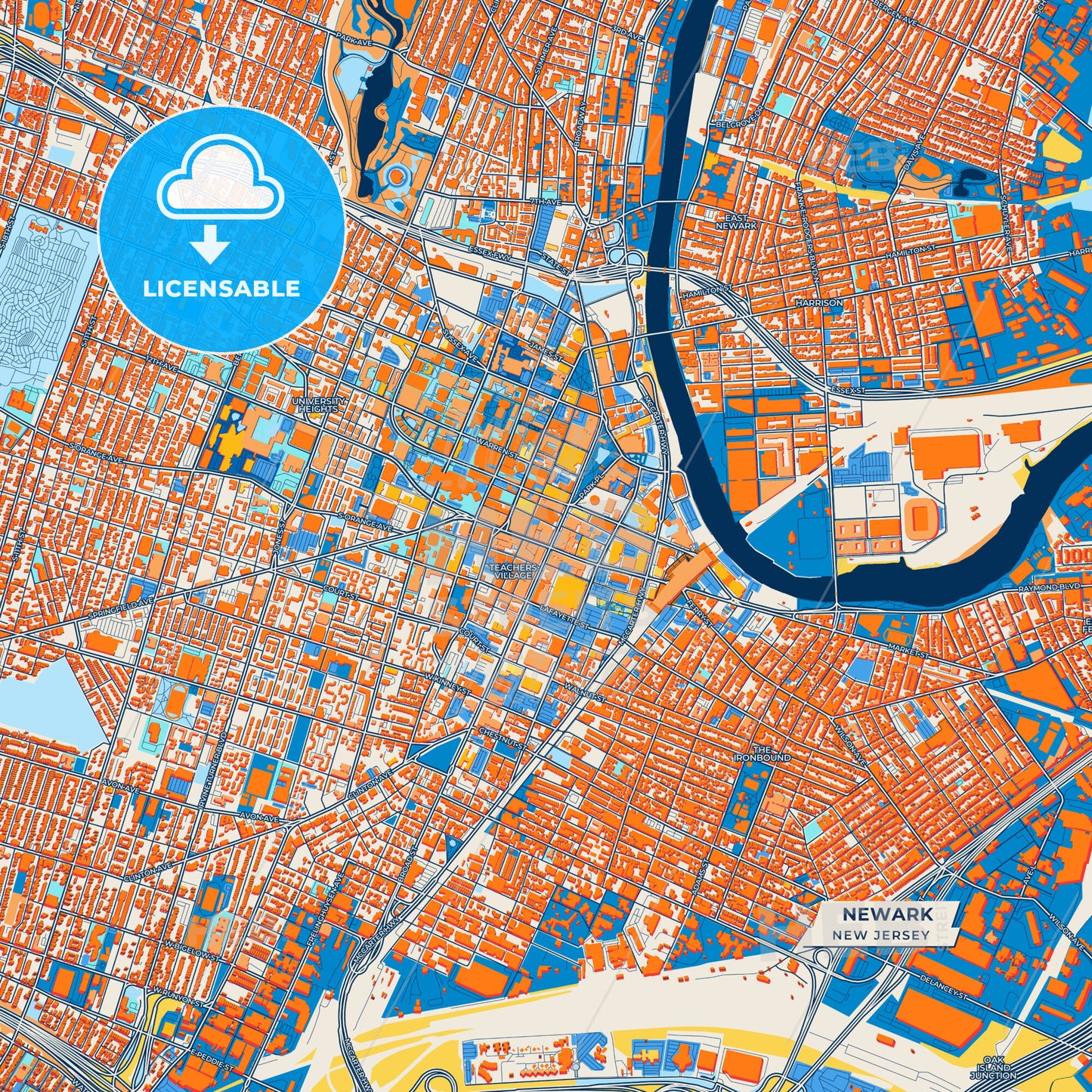 Canvas Print Template of Newark Street Map