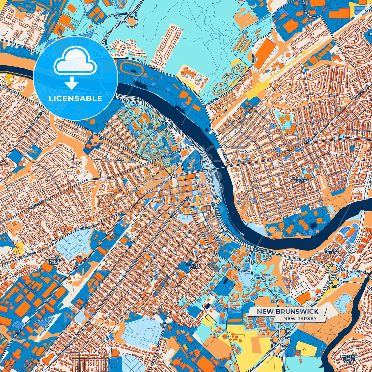 Canvas Print Template of New Brunswick Street Map