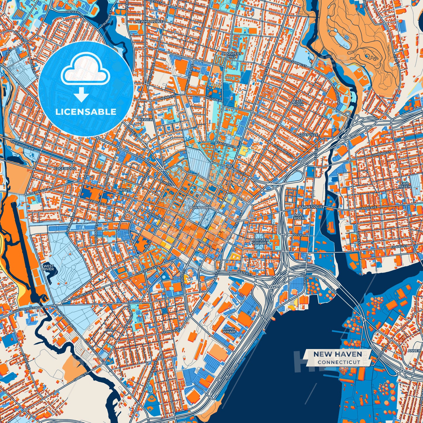 Canvas Print Template of New Haven Street Map