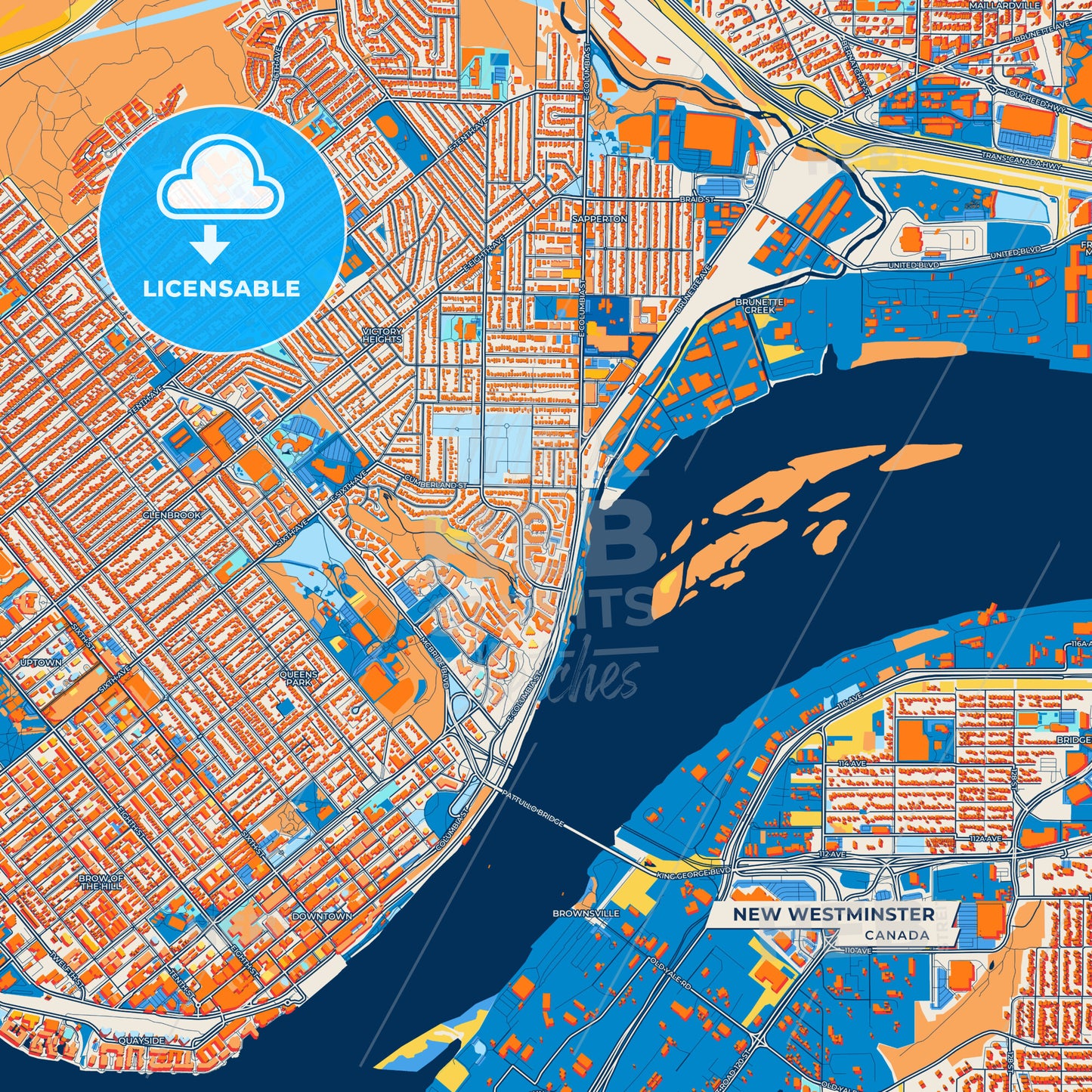 Canvas Print Template of New Westminster Street Map