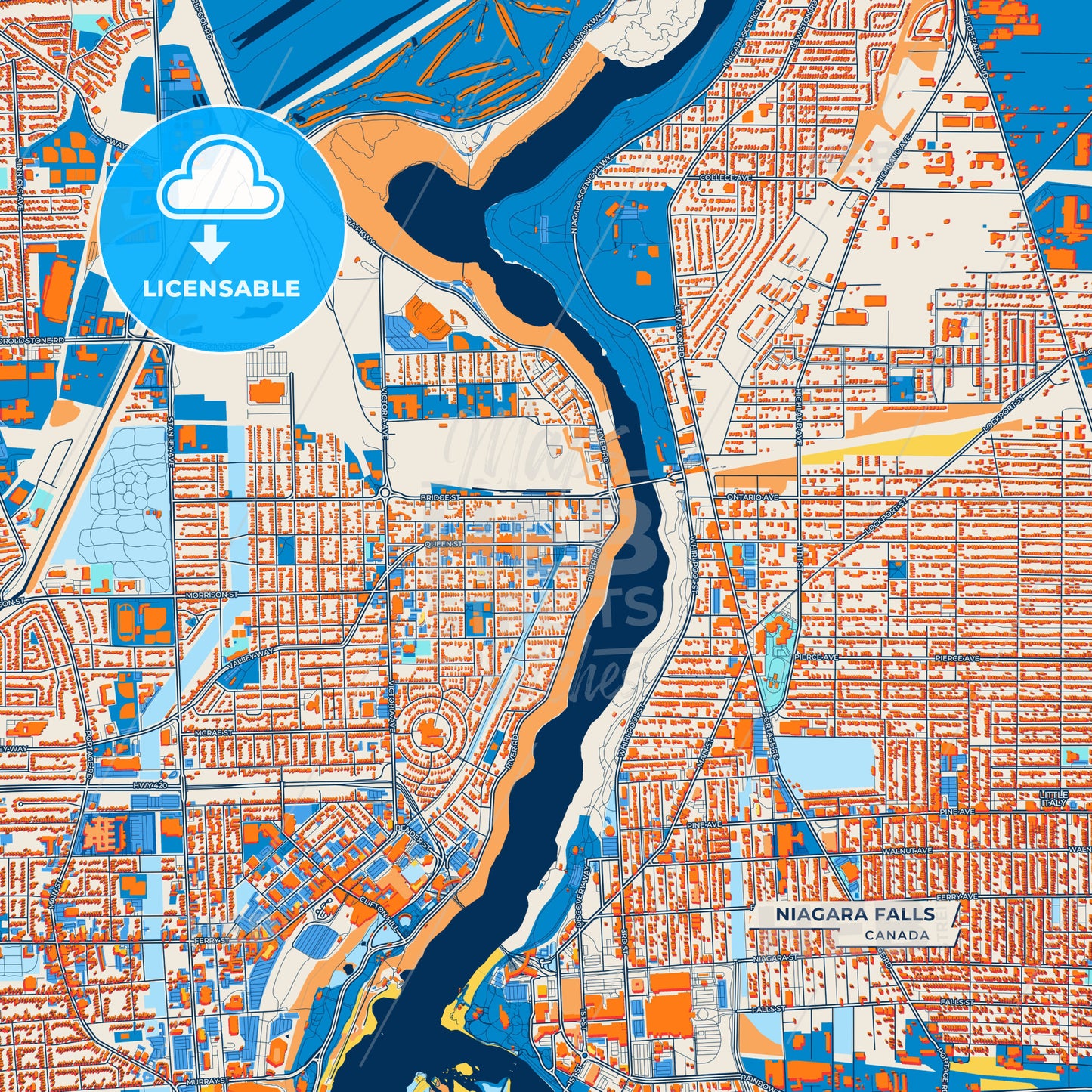 Canvas Print Template of Niagara Falls Street Map