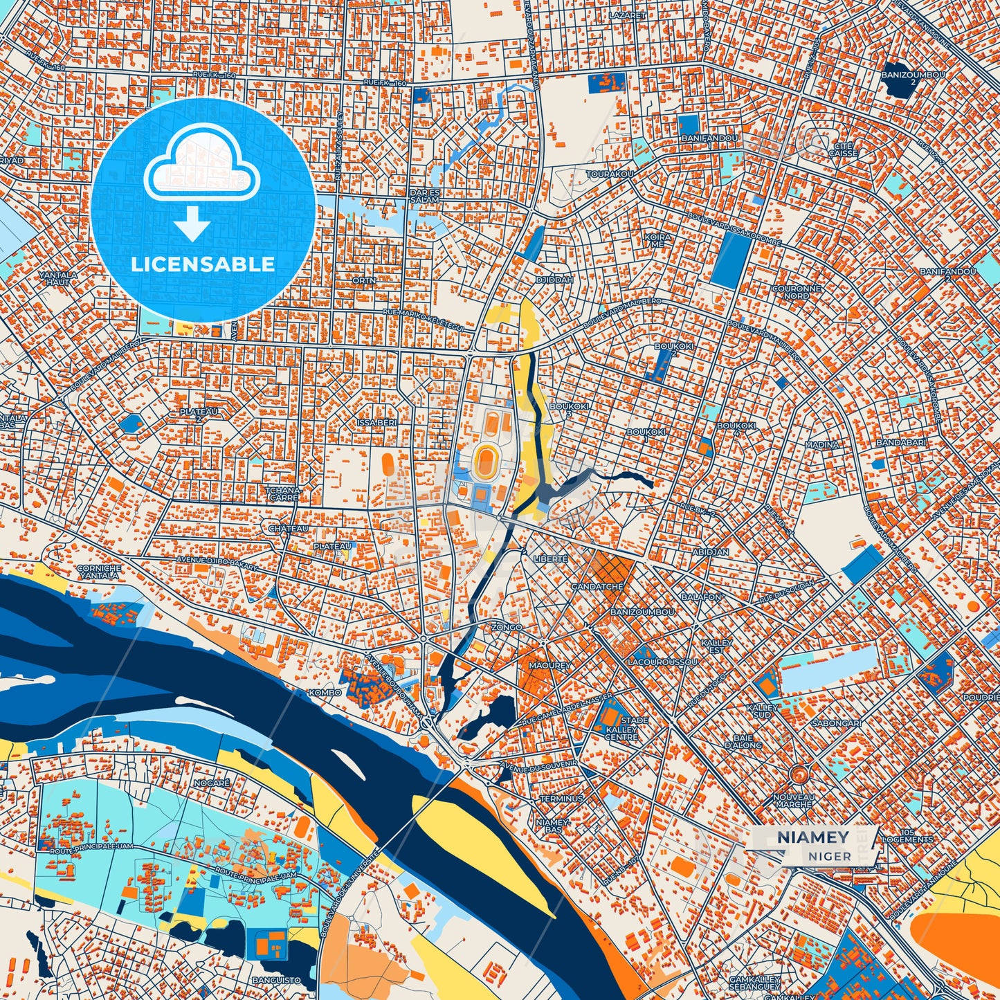 Canvas Print Template of Niamey Street Map
