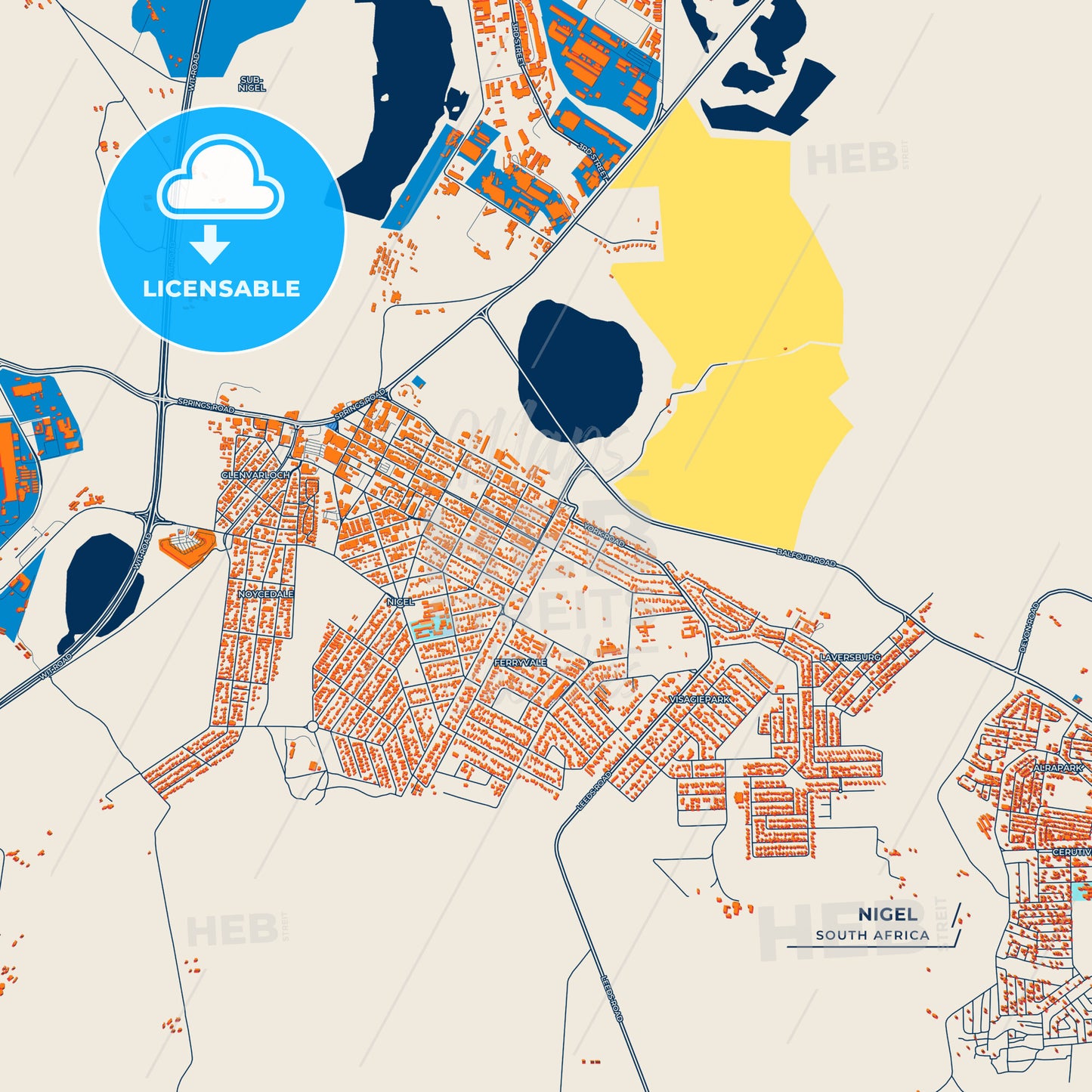 Canvas Print Template of Nigel Street Map