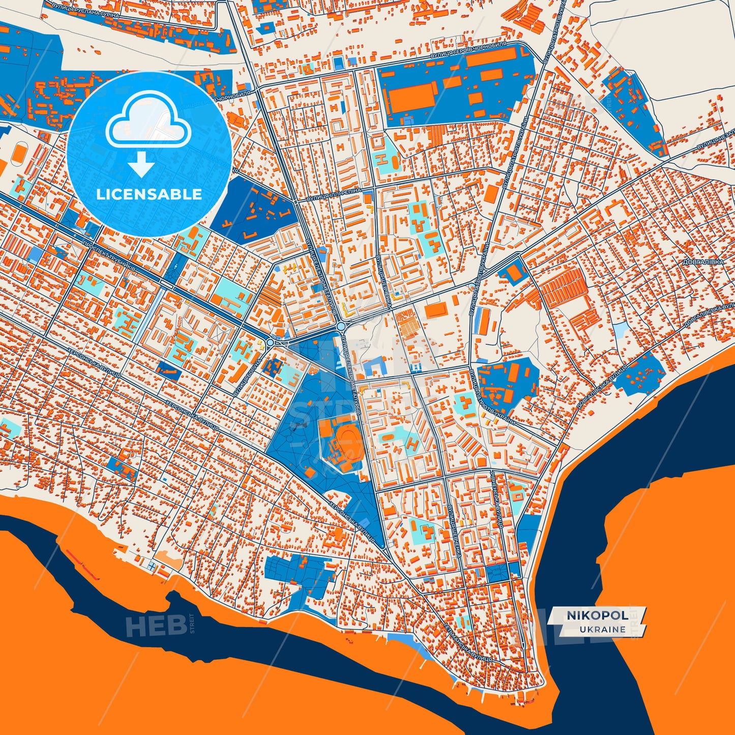 Canvas Print Template of Nikopol Street Map