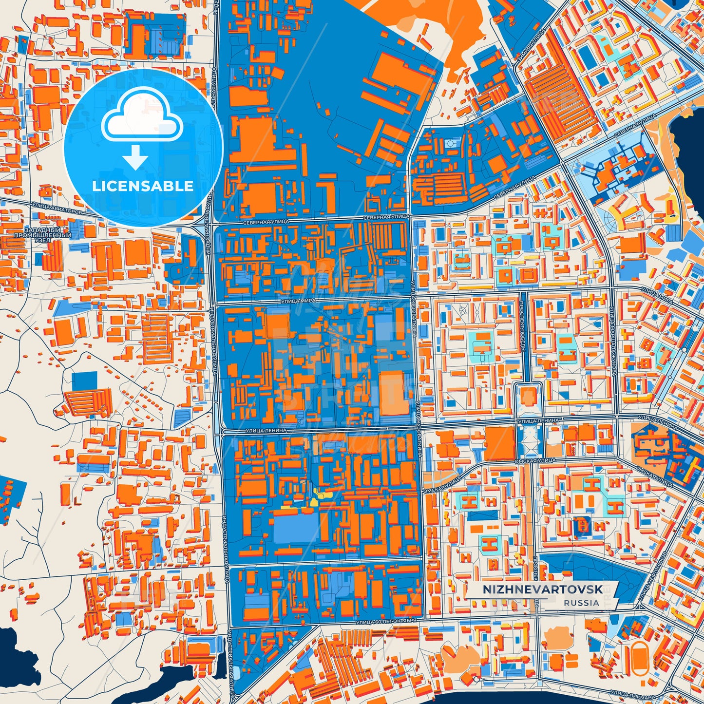 Canvas Print Template of Nizhnevartovsk Street Map