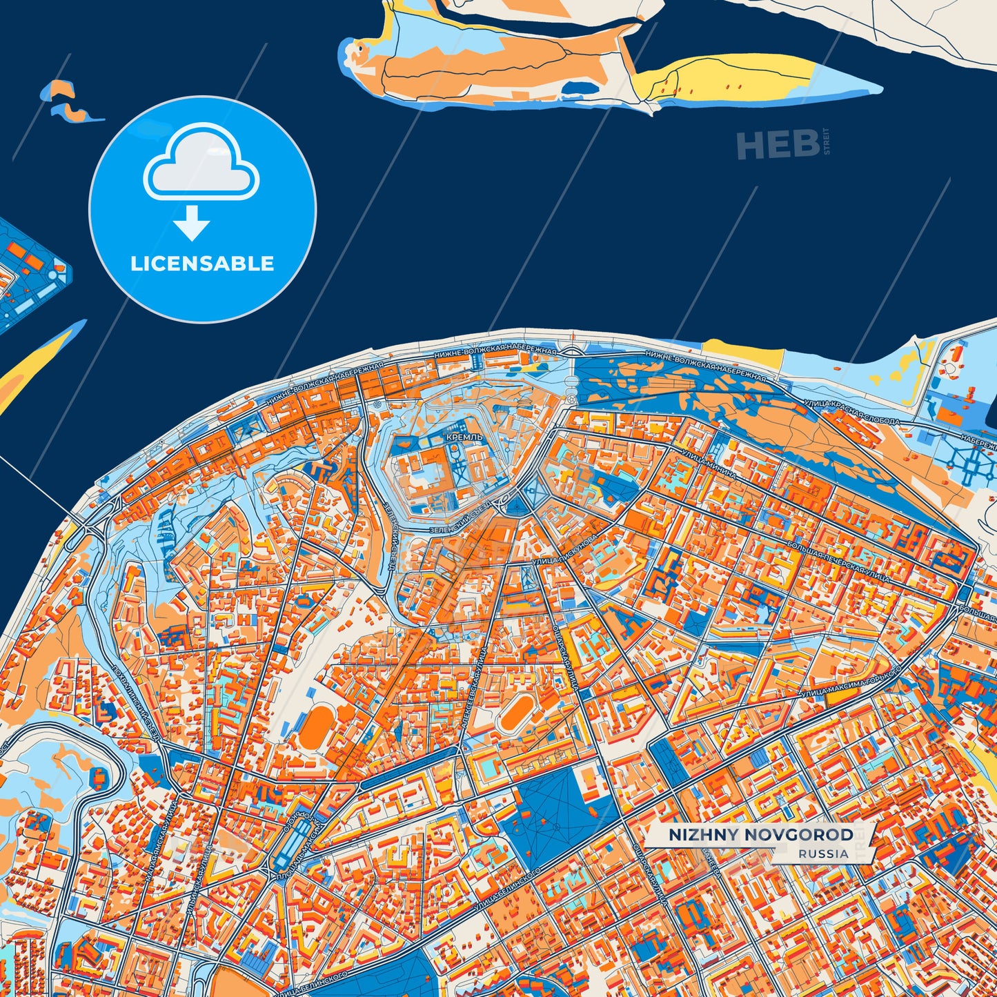 Canvas Print Template of Nizhny Novgorod Street Map