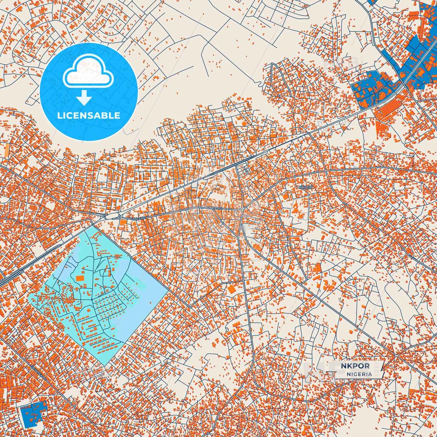 Canvas Print Template of Nkpor Street Map