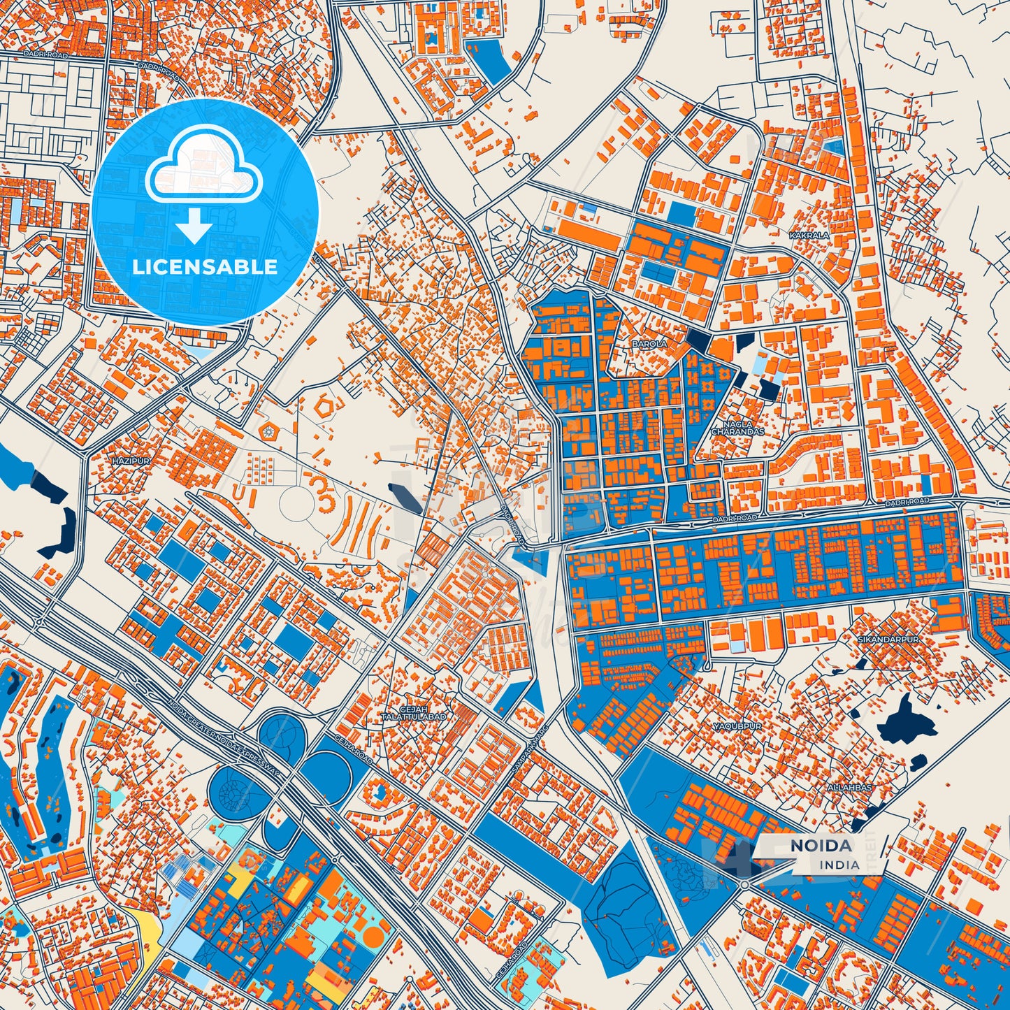 Canvas Print Template of Noida Street Map