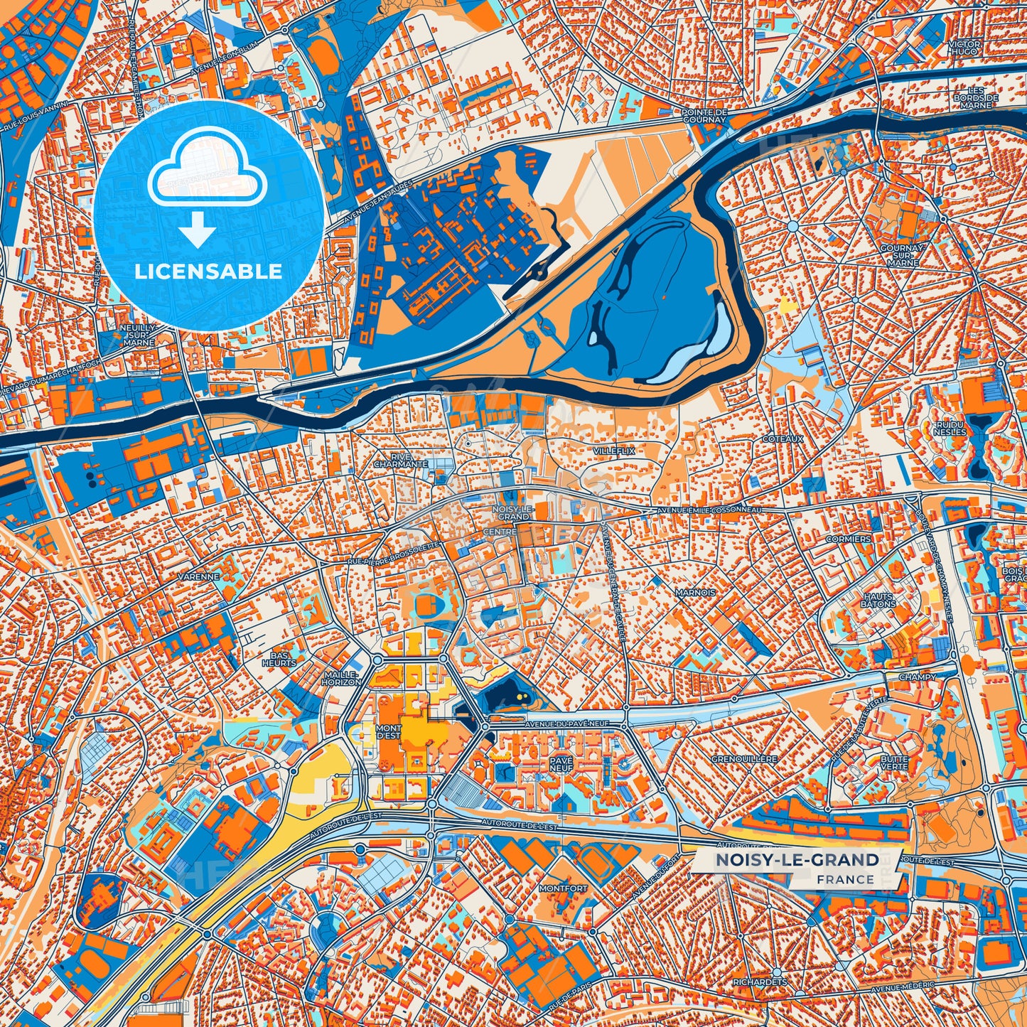 Canvas Print Template of Noisy-le-Grand Street Map