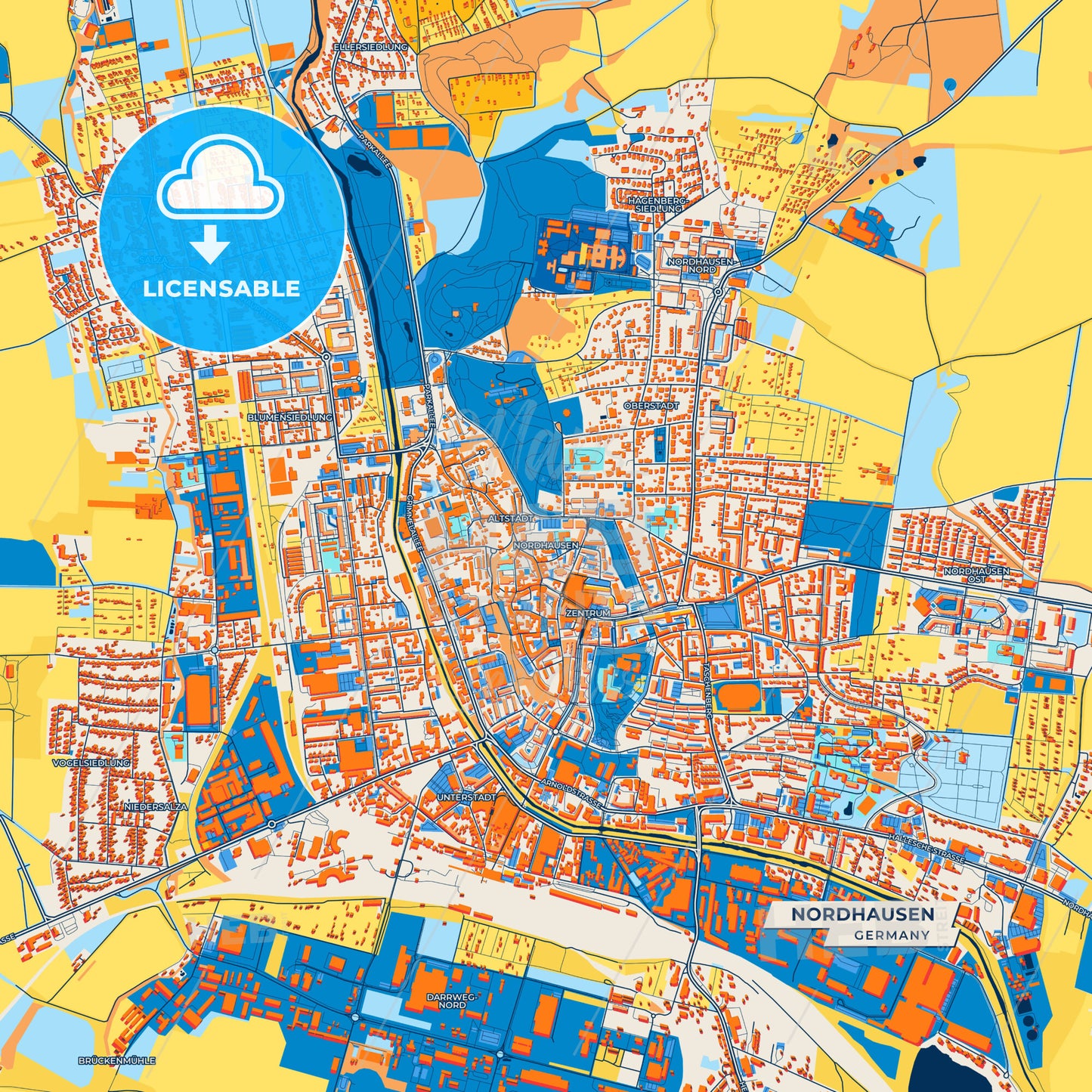 Canvas Print Template of Nordhausen Street Map