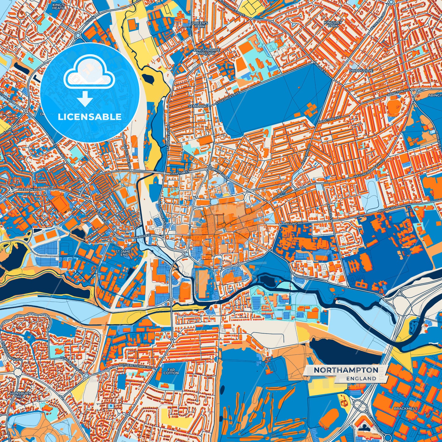 Canvas Print Template of Northampton Street Map