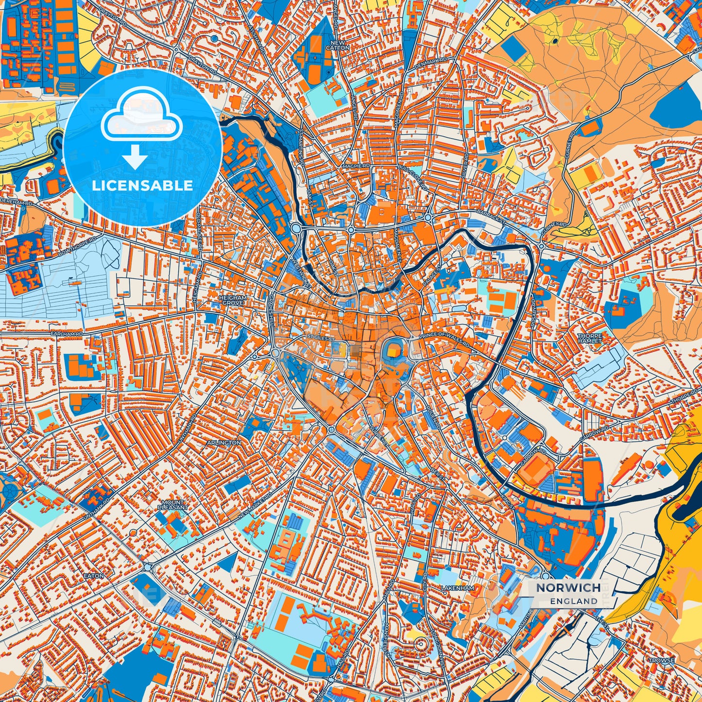 Canvas Print Template of Norwich Street Map