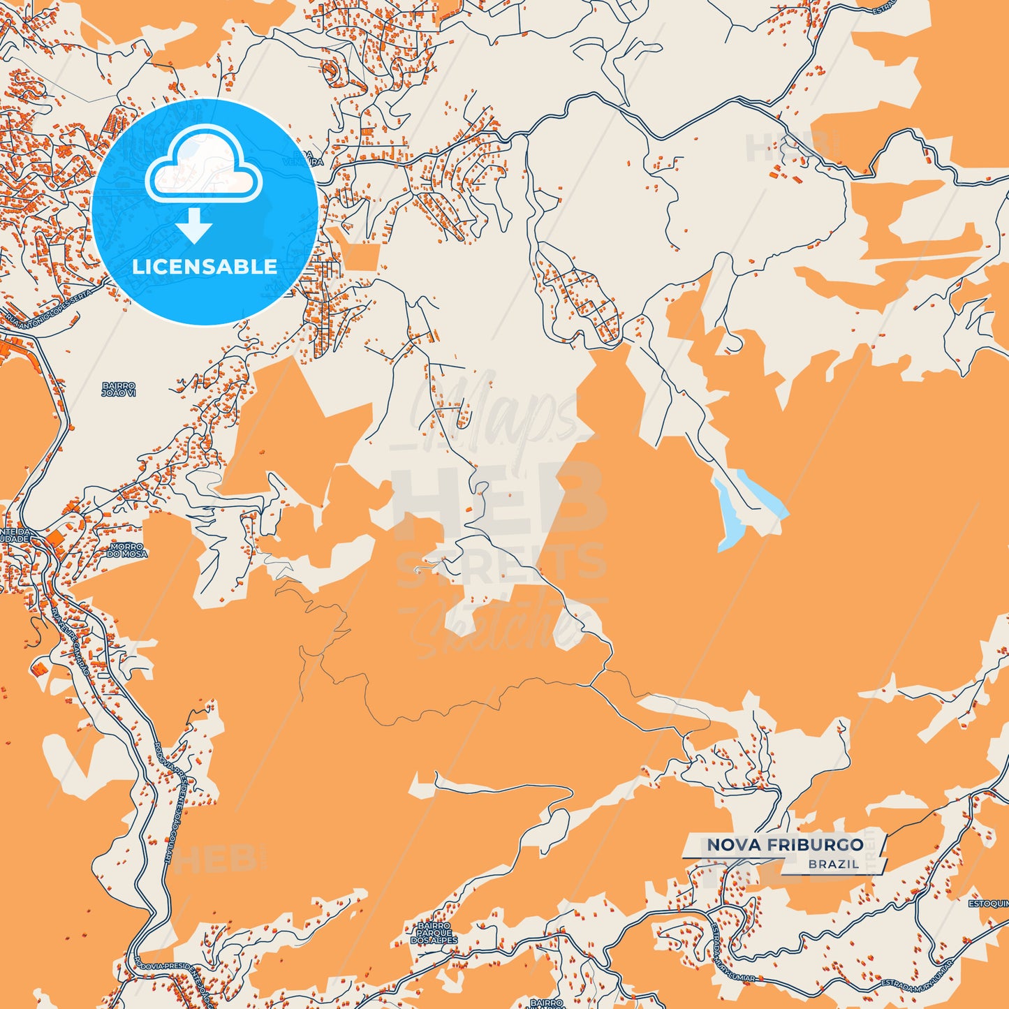 Canvas Print Template of Nova Friburgo Street Map