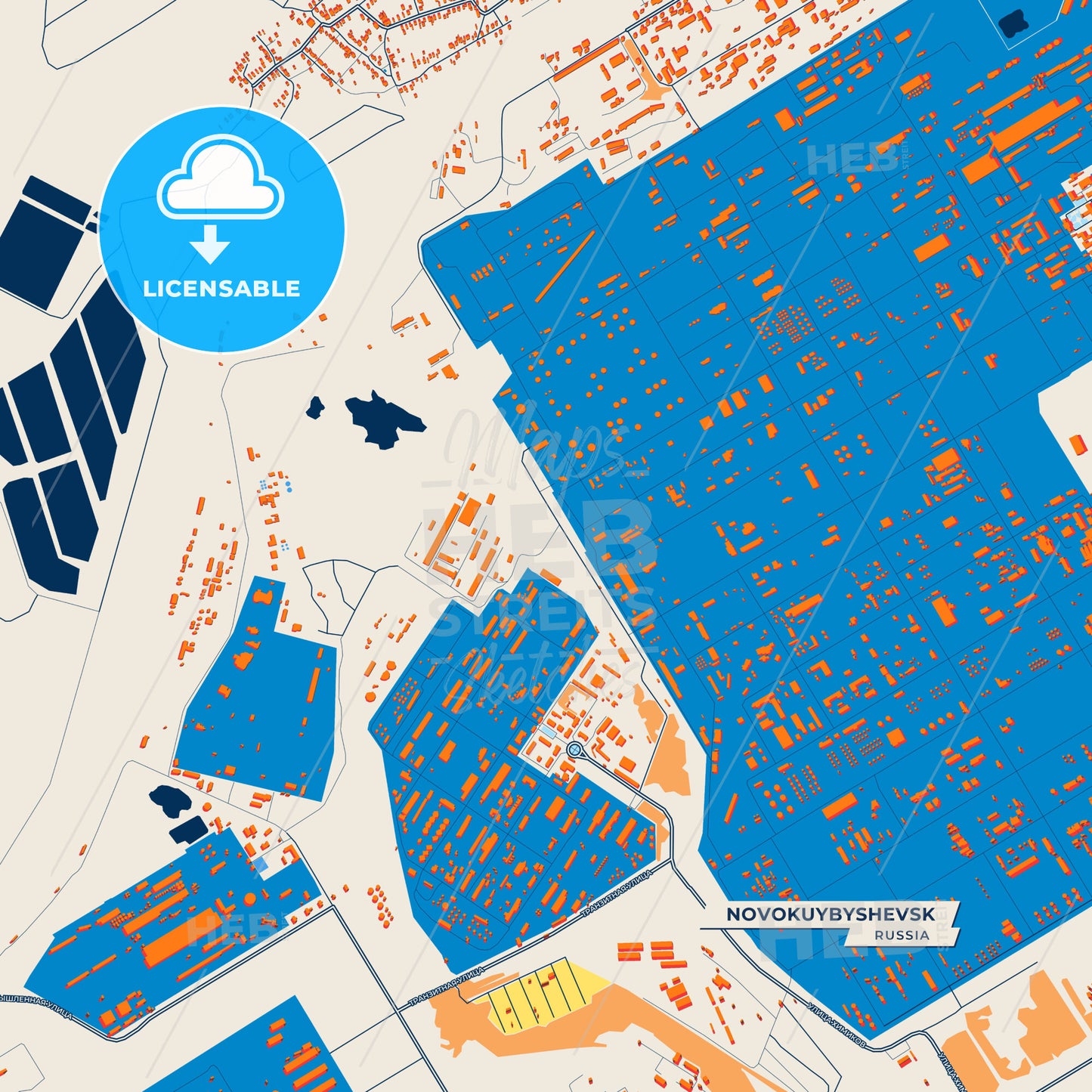 Canvas Print Template of Novokuybyshevsk Street Map