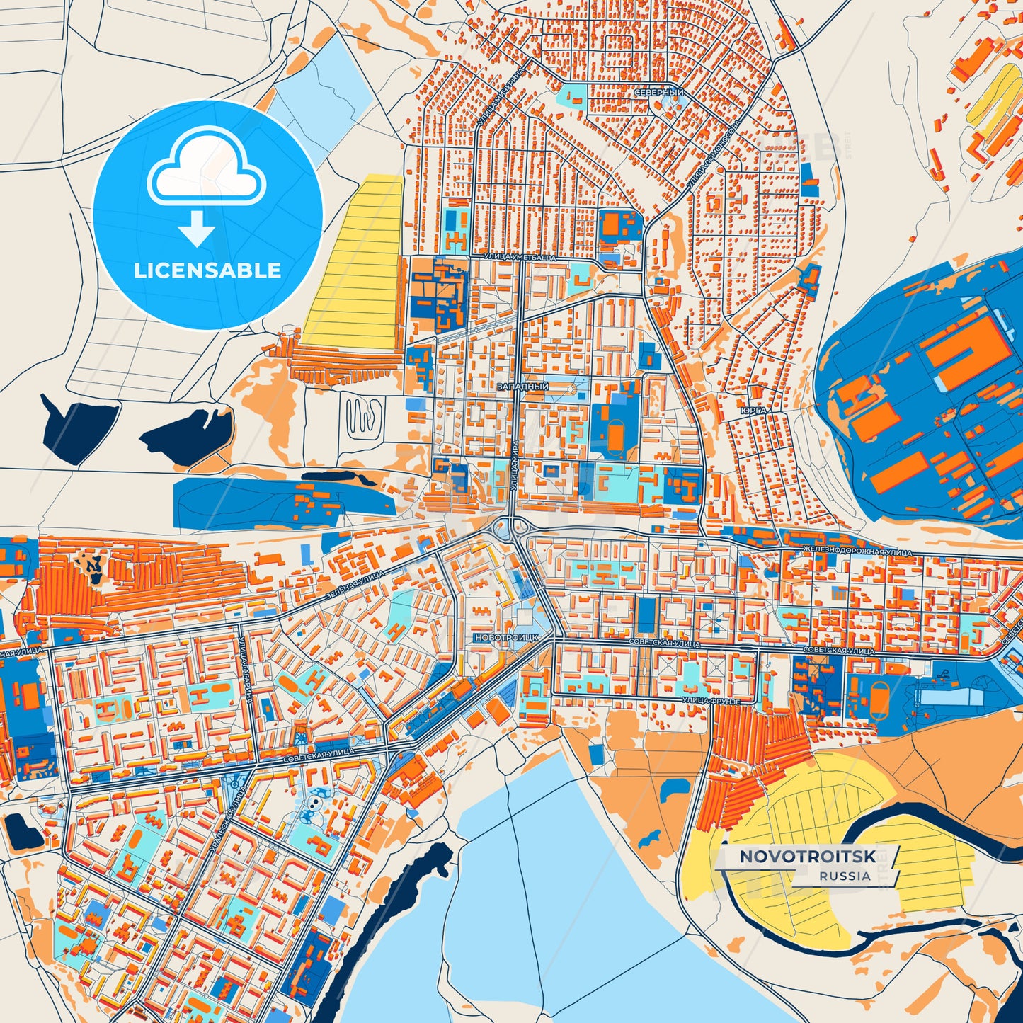 Canvas Print Template of Novotroitsk Street Map