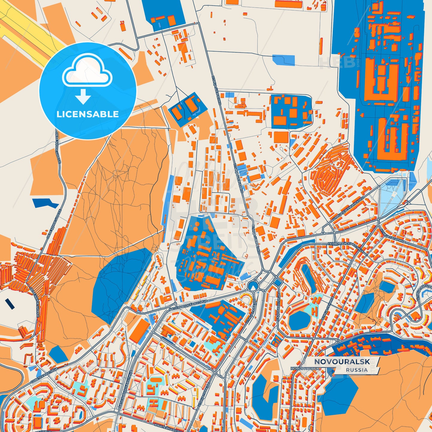 Canvas Print Template of Novouralsk Street Map