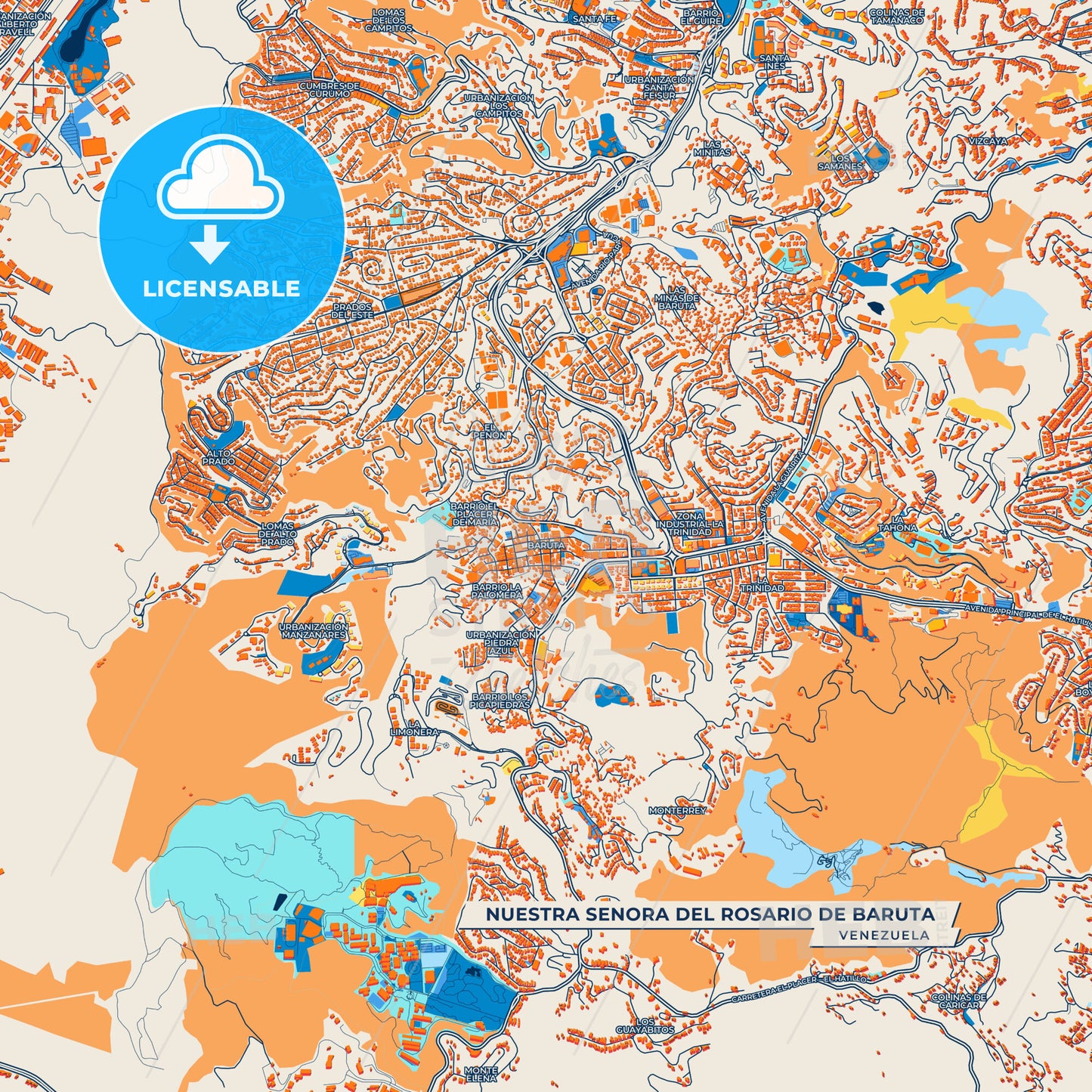 Canvas Print Template of Nuestra Senora del Rosario de Baruta Street Map