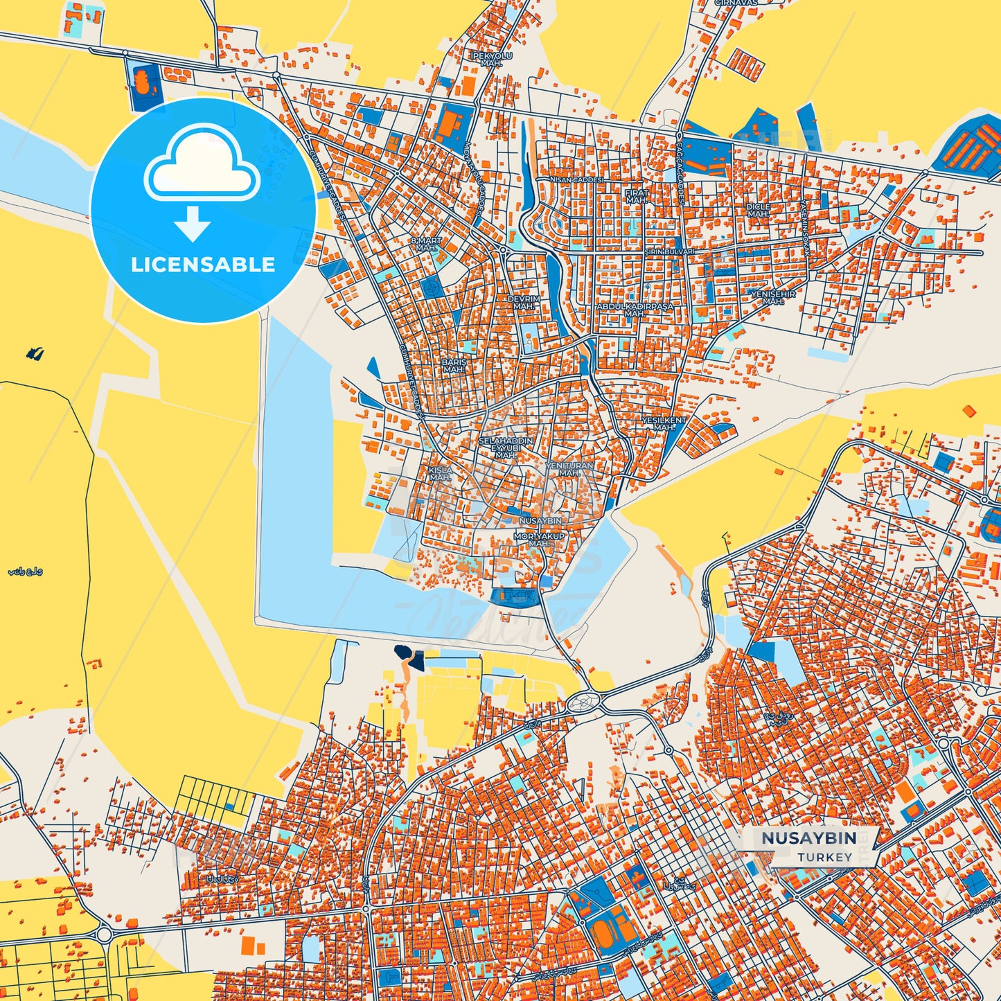 Canvas Print Template of Nusaybin Street Map