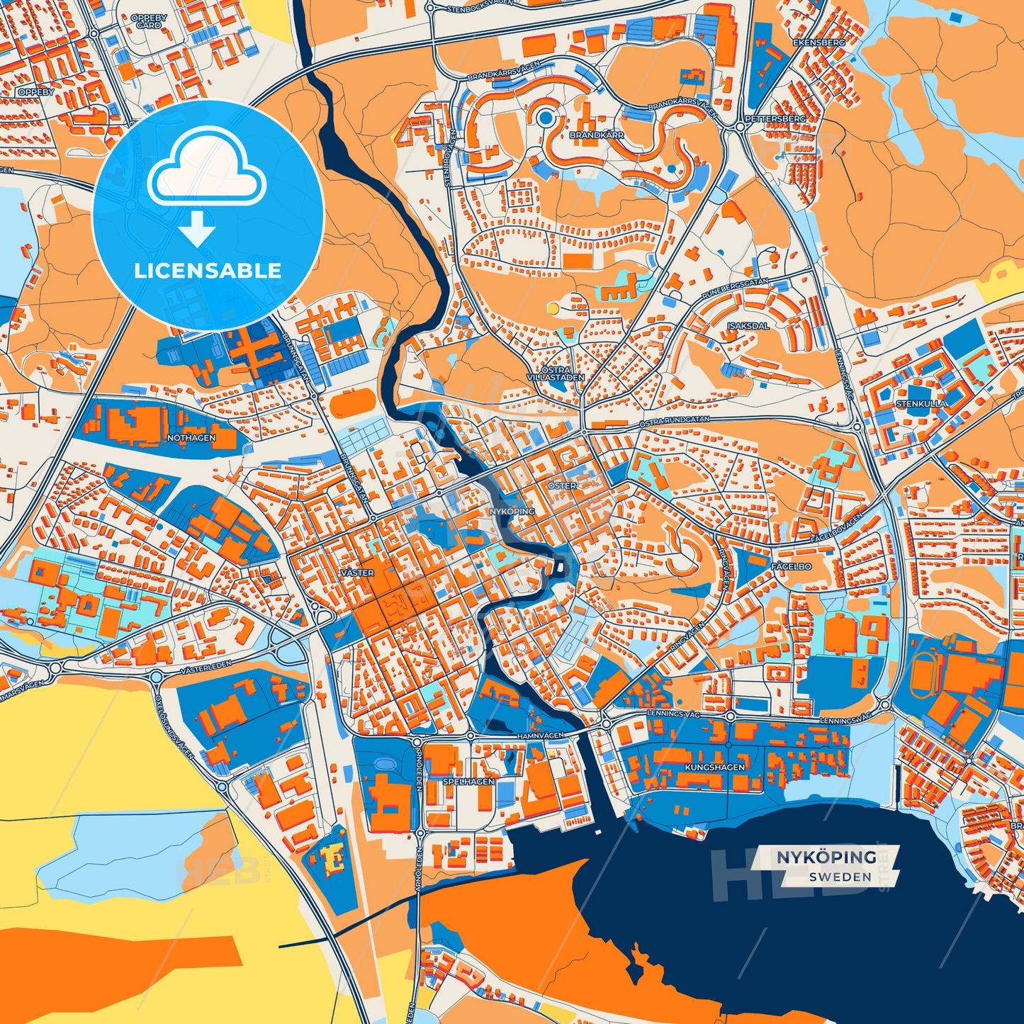 Canvas Print Template of Nyköping Street Map