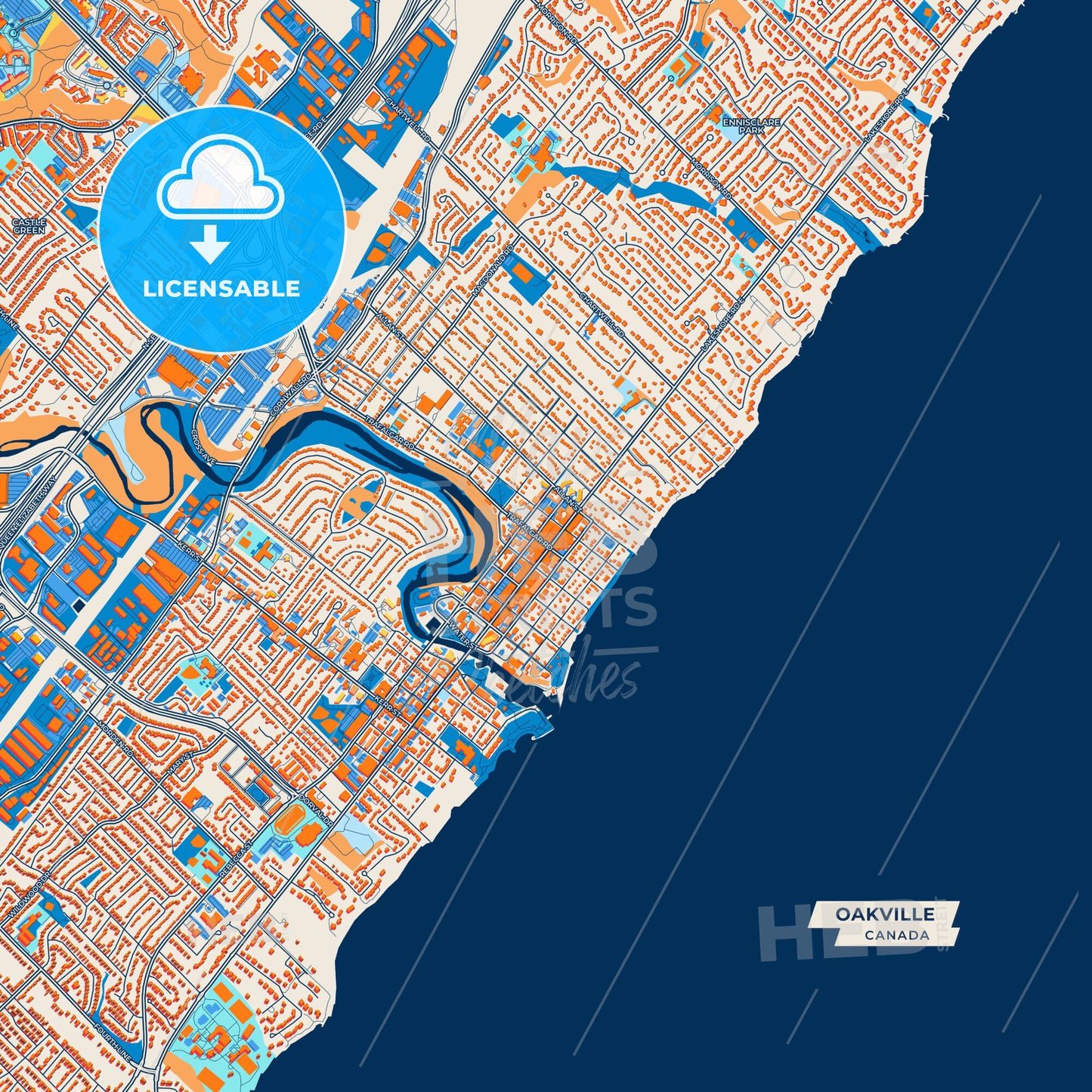 Canvas Print Template of Oakville Street Map