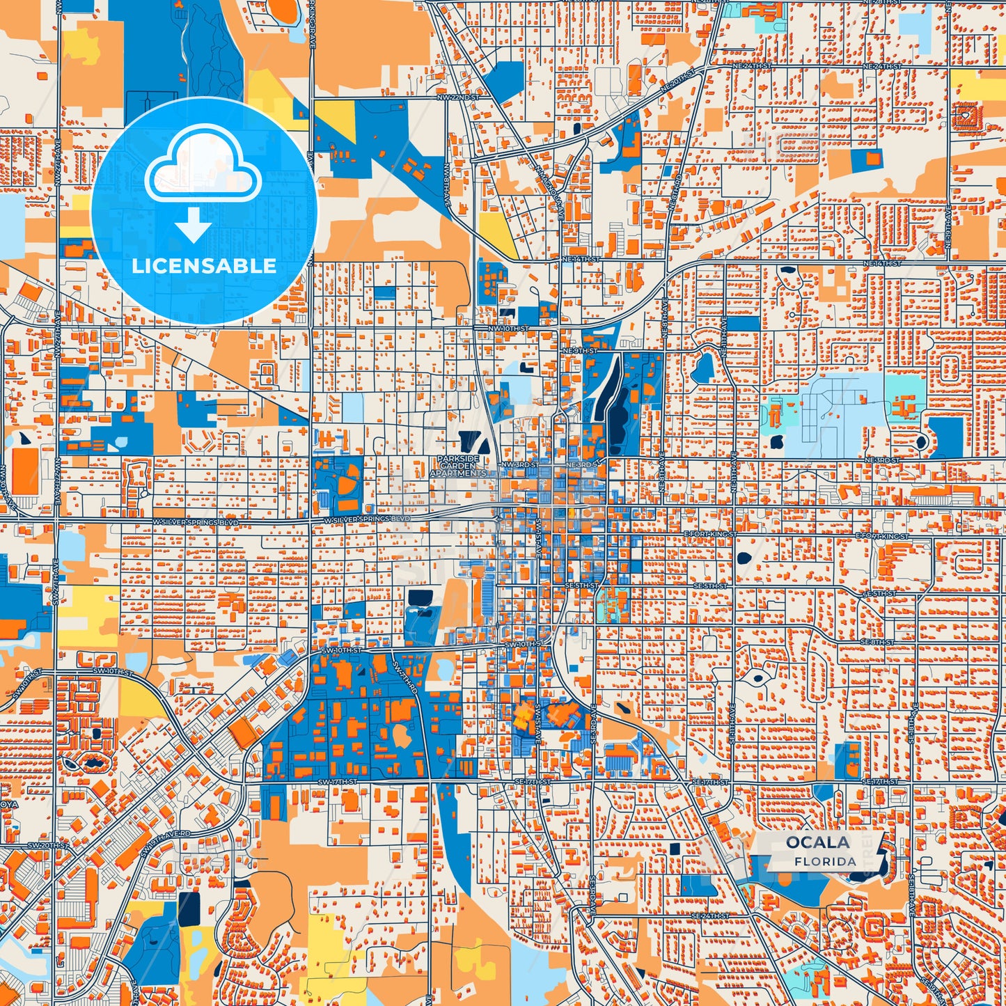 Canvas Print Template of Ocala Street Map