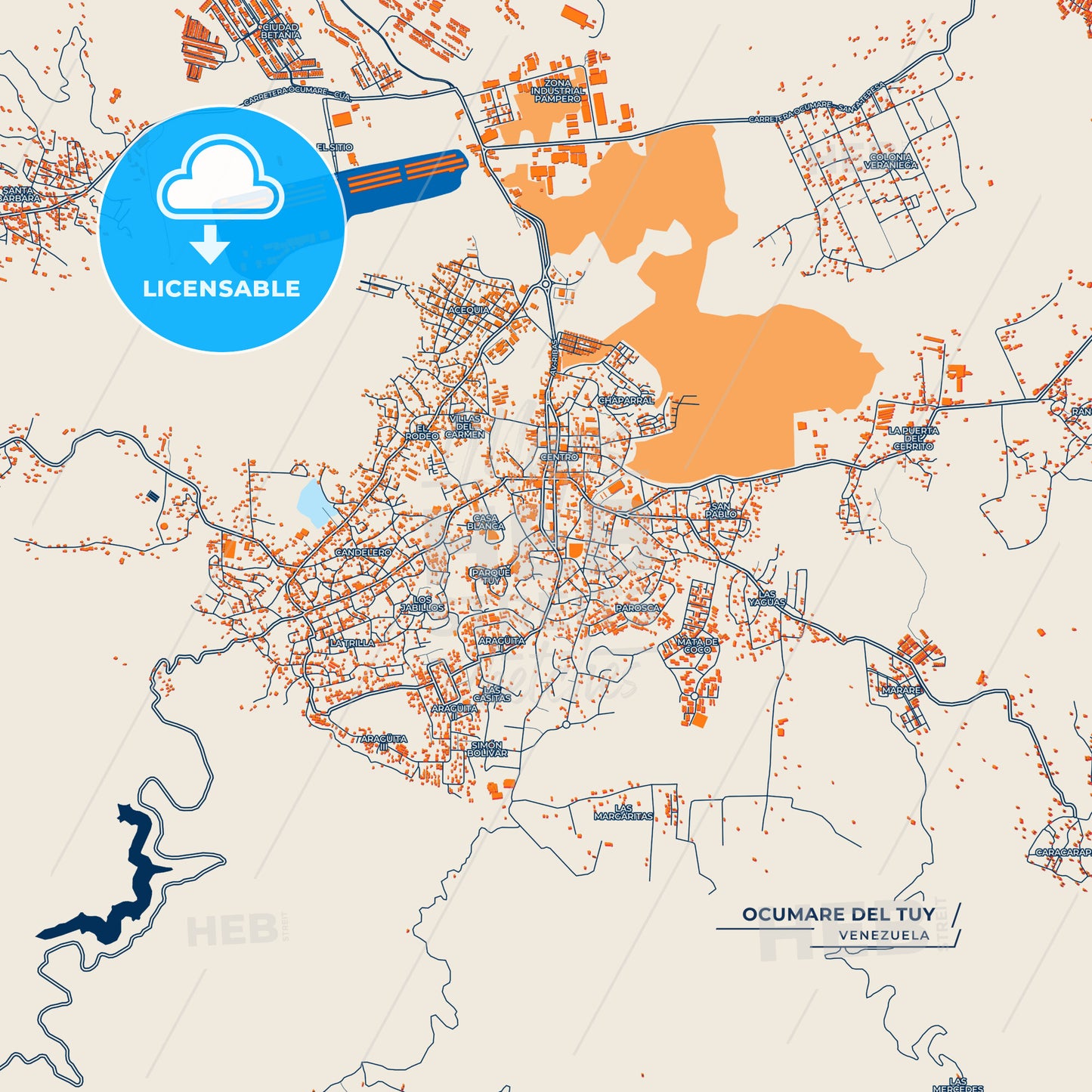 Canvas Print Template of Ocumare del Tuy Street Map