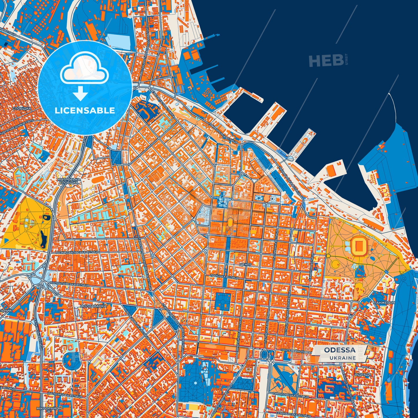 Canvas Print Template of Odessa Street Map