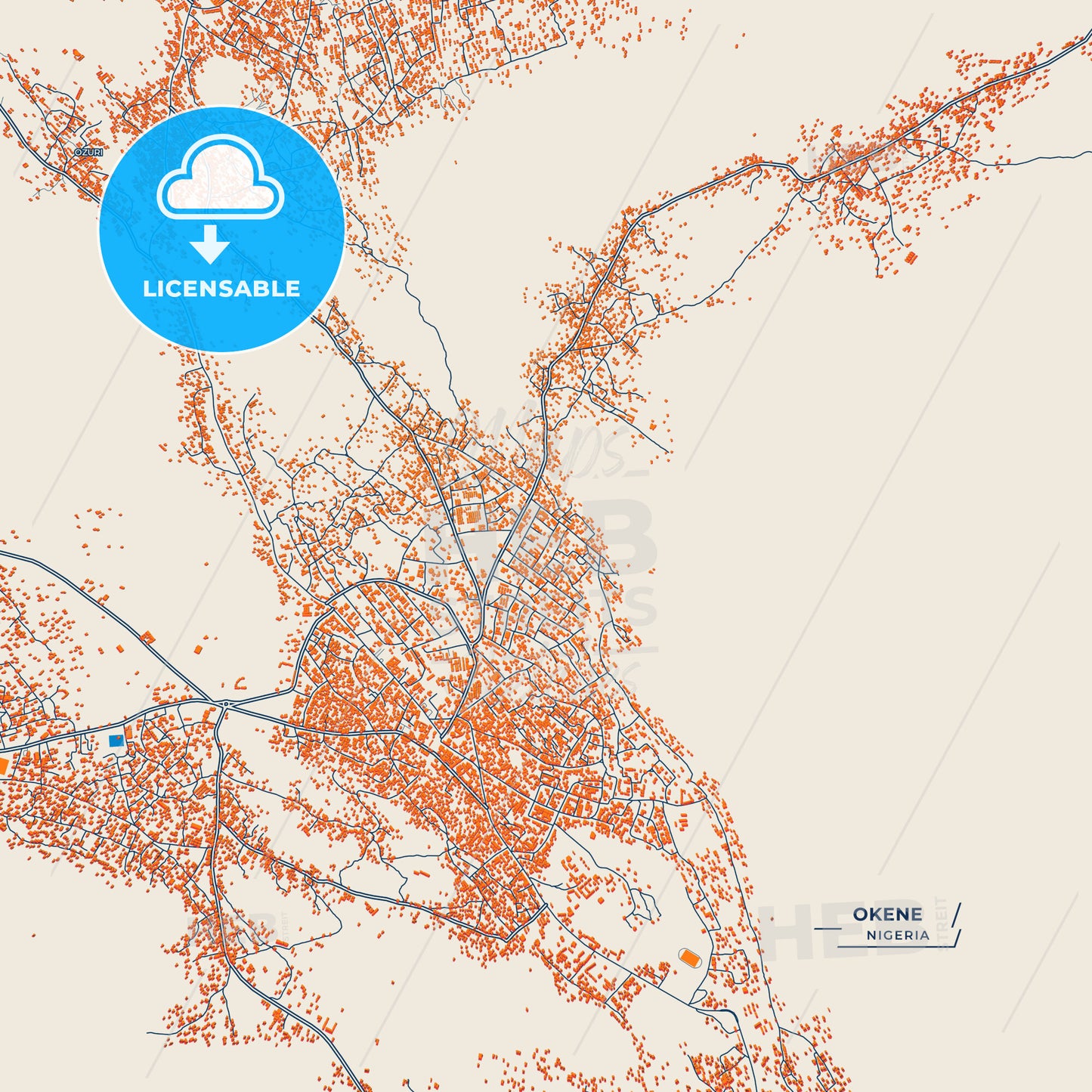 Canvas Print Template of Okene Street Map