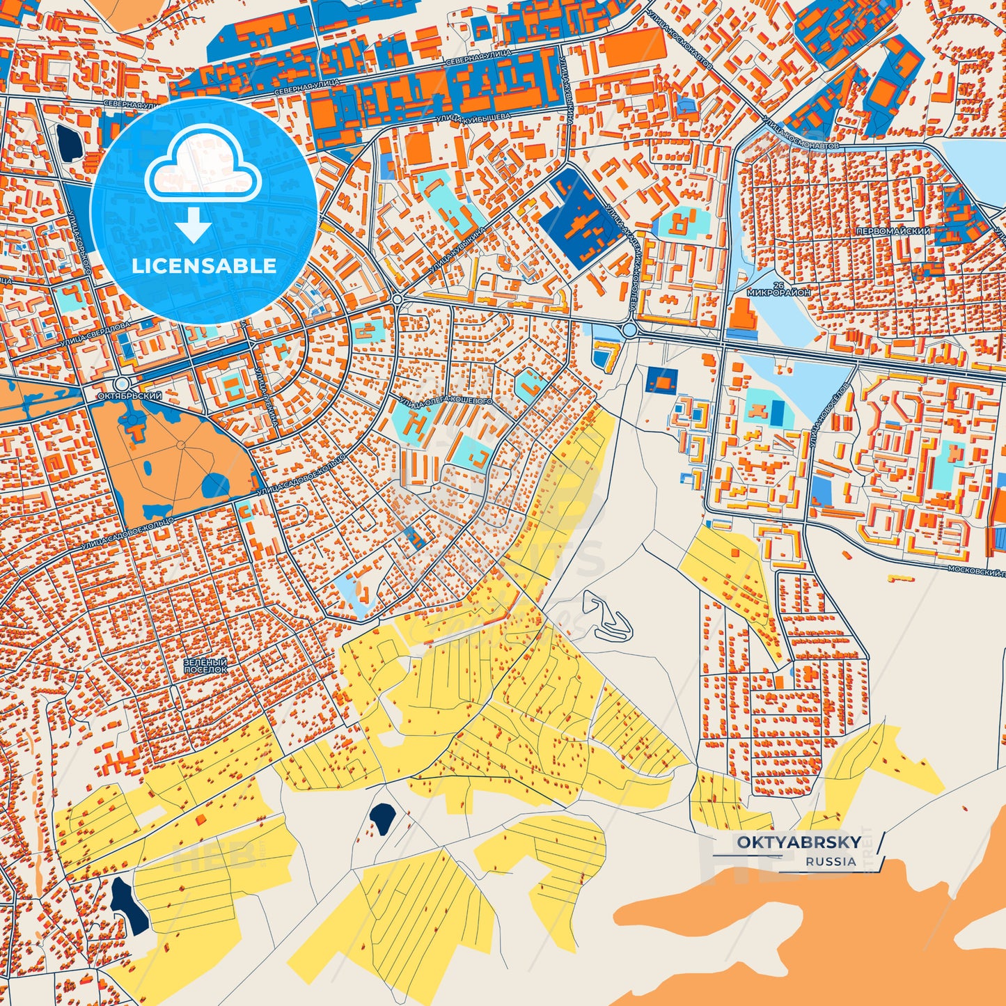 Canvas Print Template of Oktyabrsky Street Map
